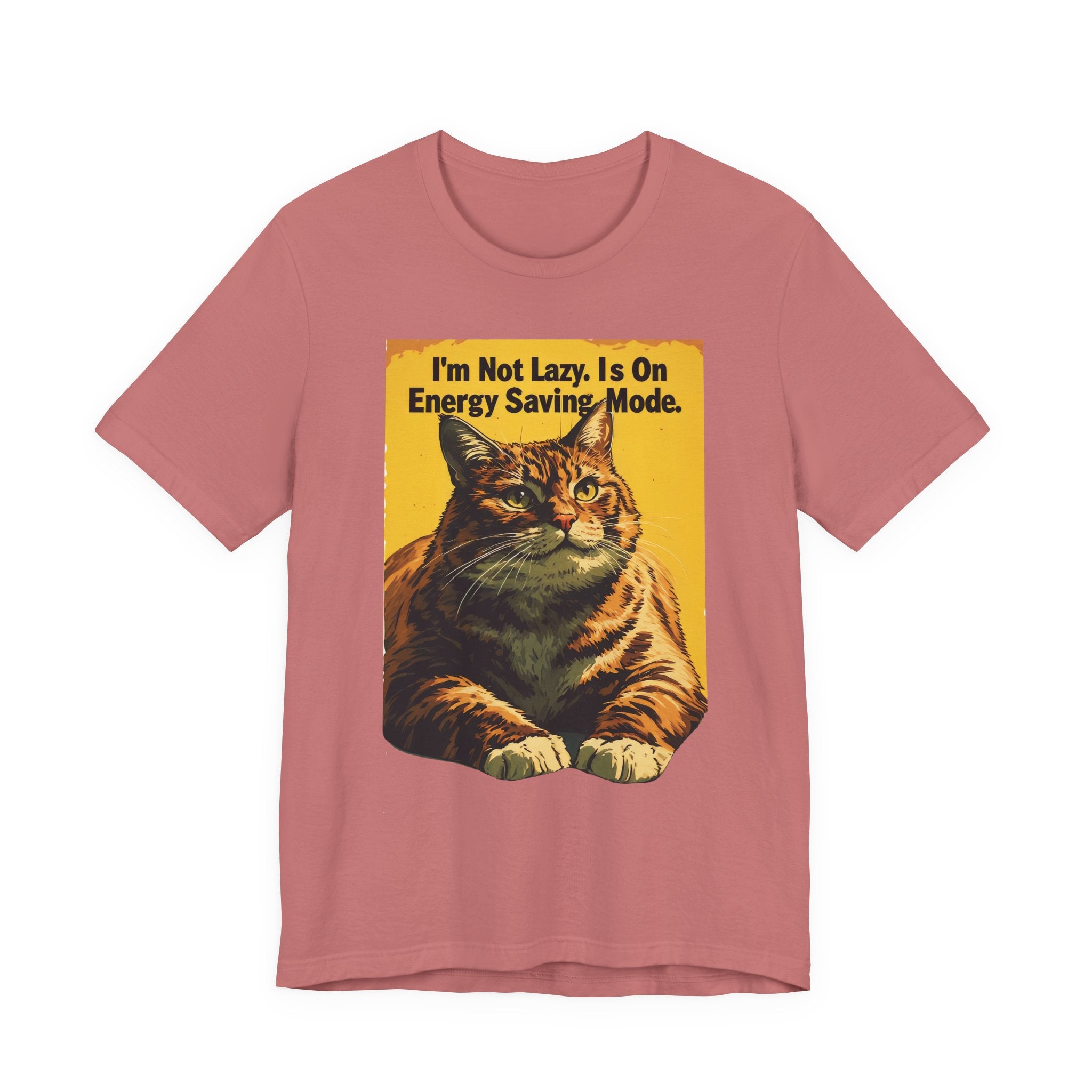 Energy Saving Mode Cat T-Shirt – "I'm Not Lazy" Retro Cat Graphic Tee
