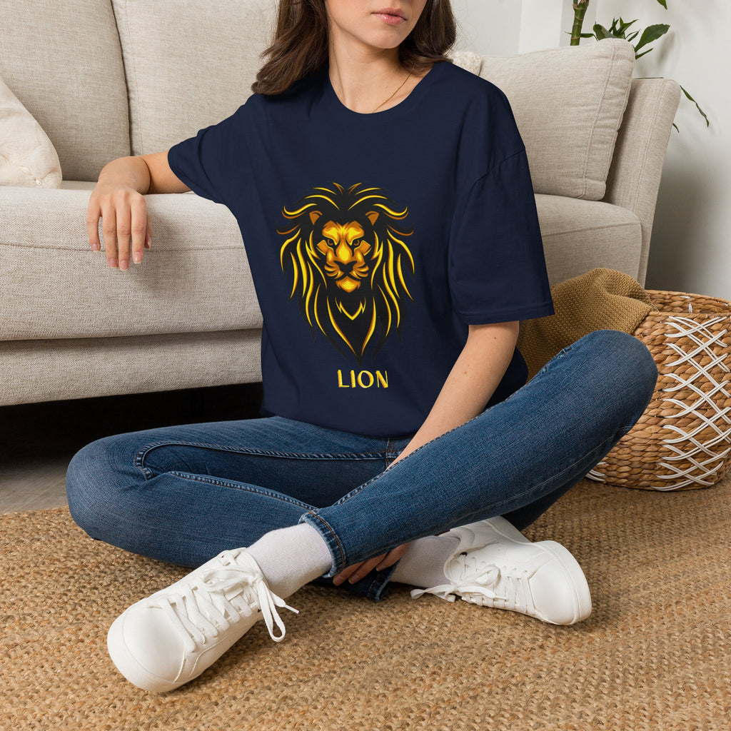 Lion Graphic T-Shirt — Bold Golden Lion Illustration Tee