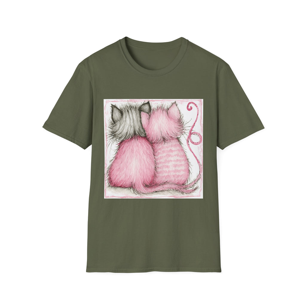 Pink & Gray Kittens Tee - Cute Cat Couple T-Shirt, Cozy Pet Lover Gift