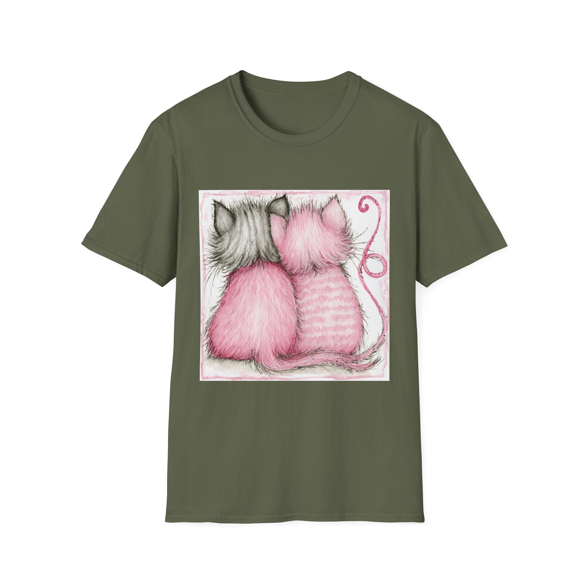 Pink & Gray Kittens Tee - Cute Cat Couple T-Shirt, Cozy Pet Lover Gift