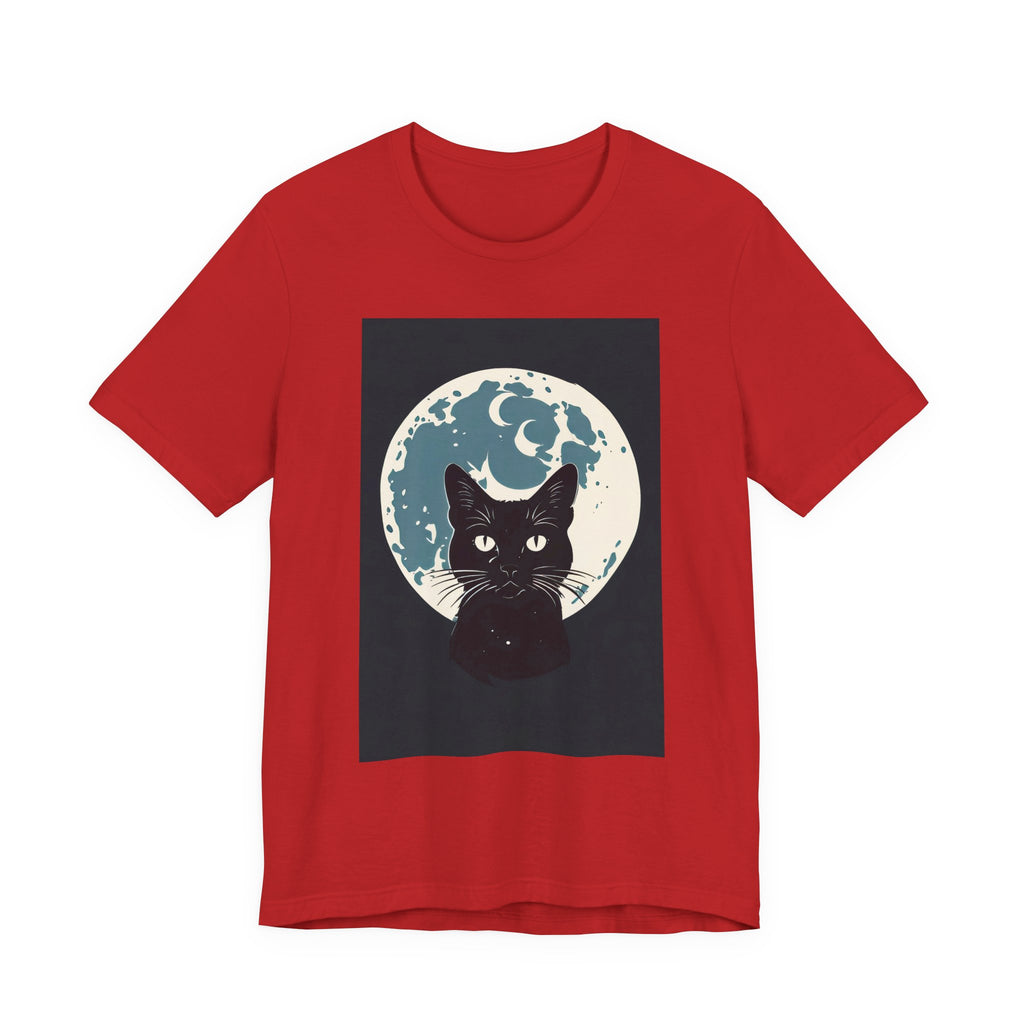 Black Cat Moon Tee — Vintage Crescent Moon Cat Graphic T‑Shirt