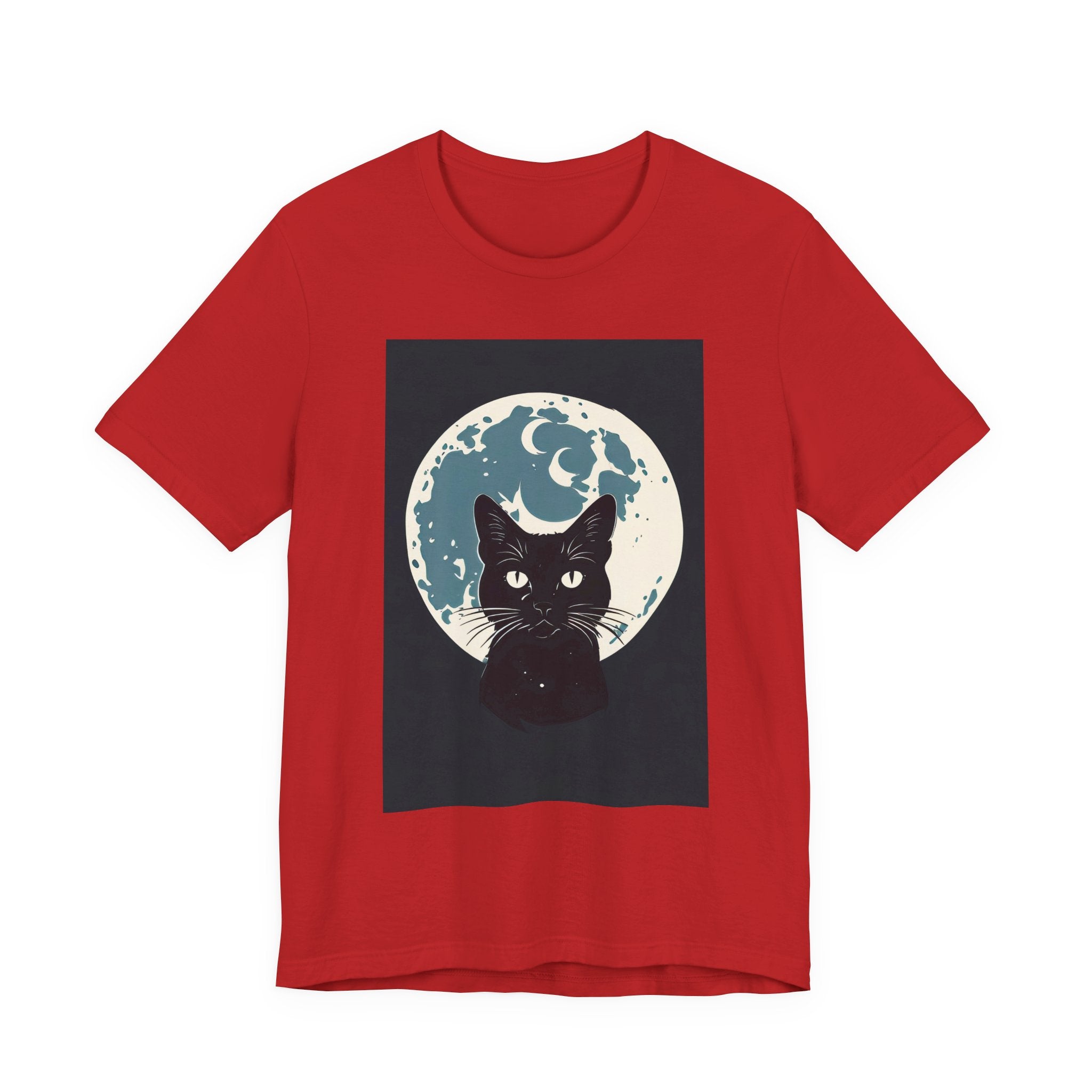 Black Cat Moon Tee — Vintage Crescent Moon Cat Graphic T‑Shirt