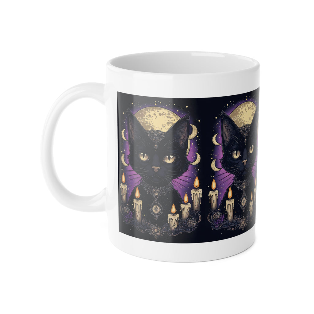 Mystic Black Cat Mug — Moon, Candles & Gothic Witchy Vibes