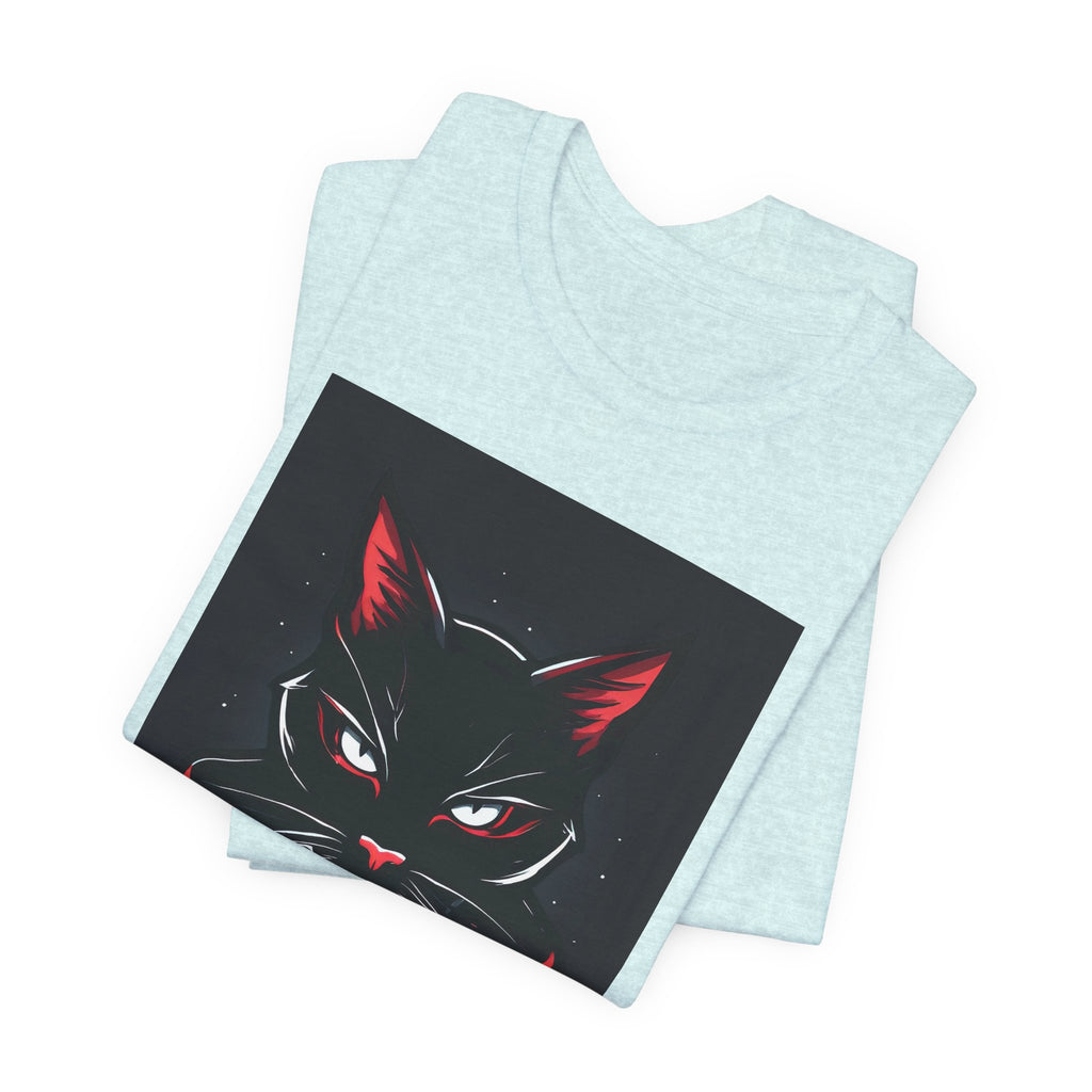 Black Cat Vampire Graphic Tee — Gothic Halloween Horror T-Shirt