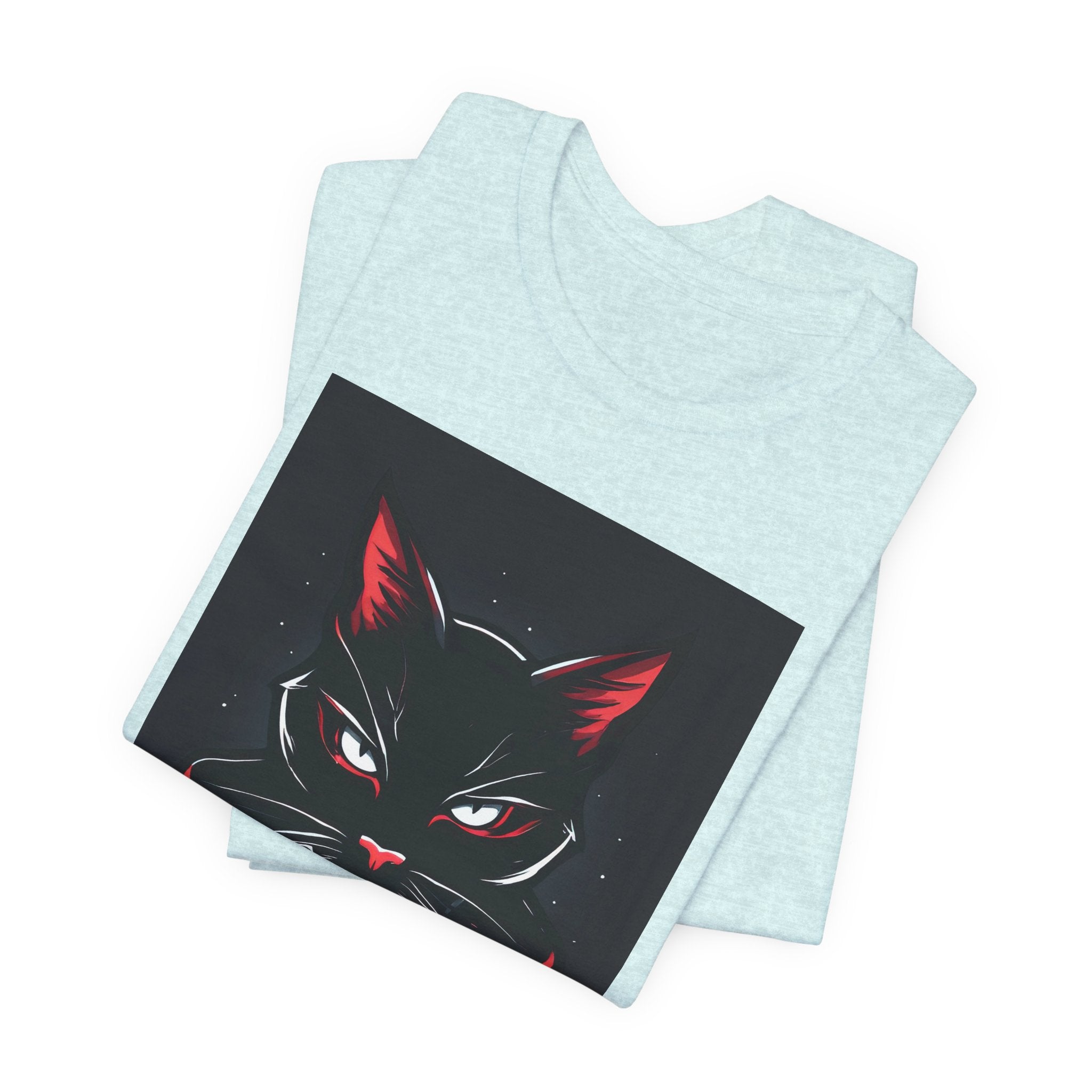 Black Cat Vampire Graphic Tee — Gothic Halloween Horror T-Shirt