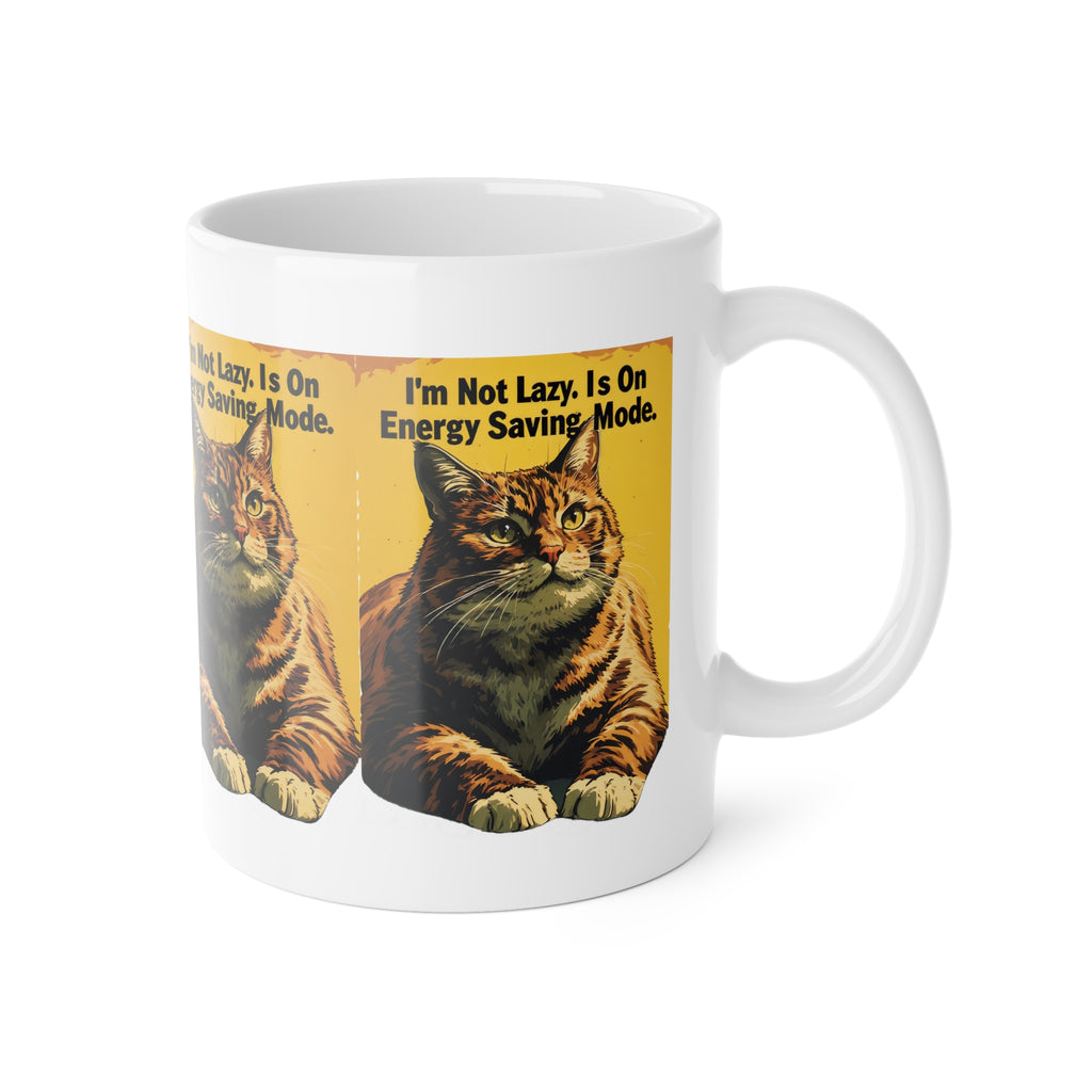 Cat Mug — "I’m Not Lazy, I’m On Energy Saving Mode" Ceramic Coffee Cup