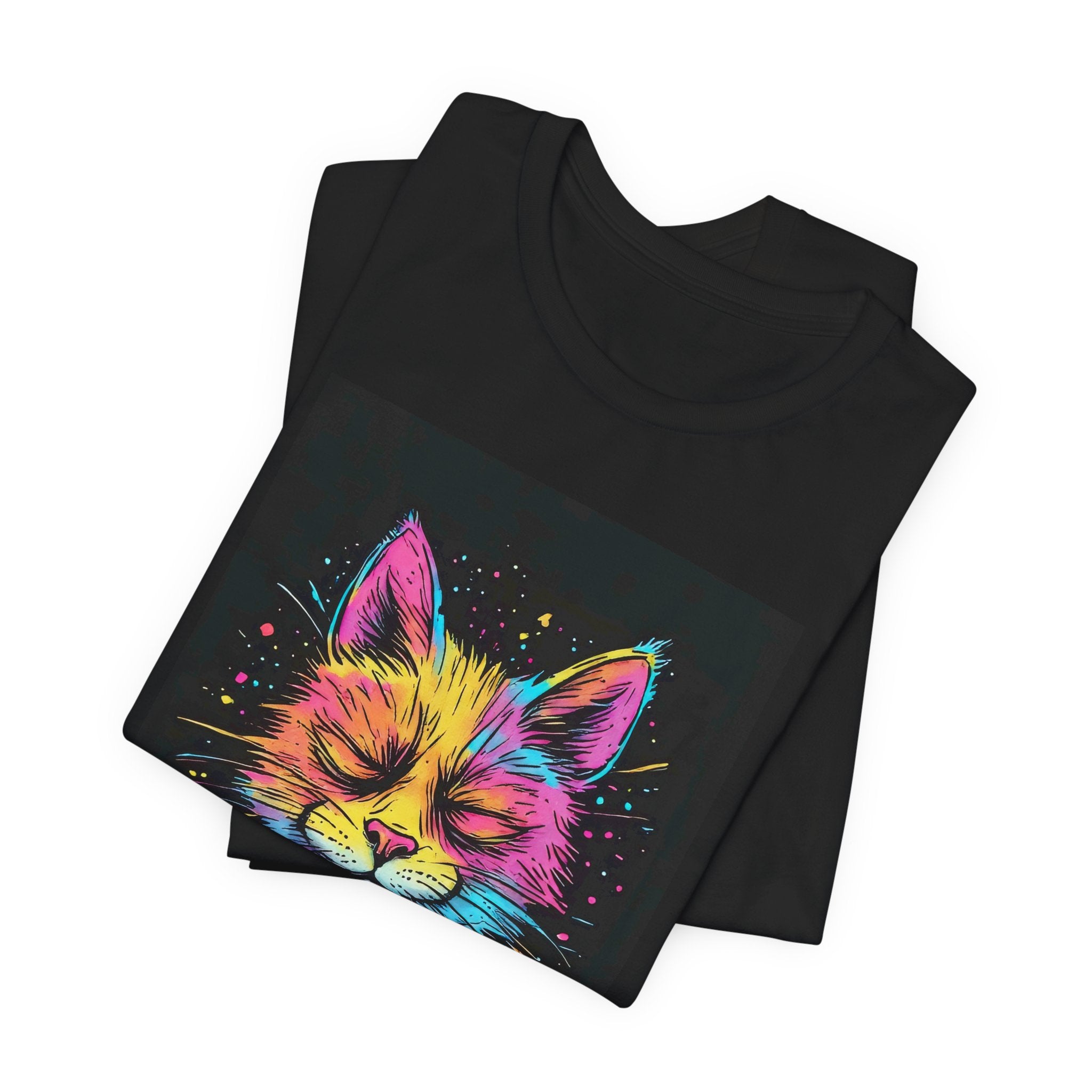 Cat Mental Capacity Tee — Colorful Relaxed Cat Graphic T-Shirt ("Mentally At Capacity")