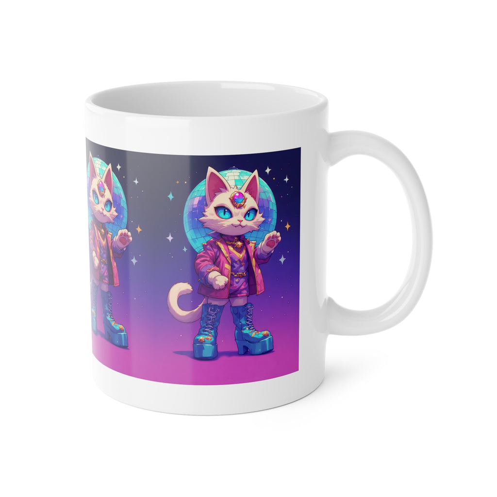 Cat Astronaut Mug — Retro Space Kitty Ceramic Coffee Cup