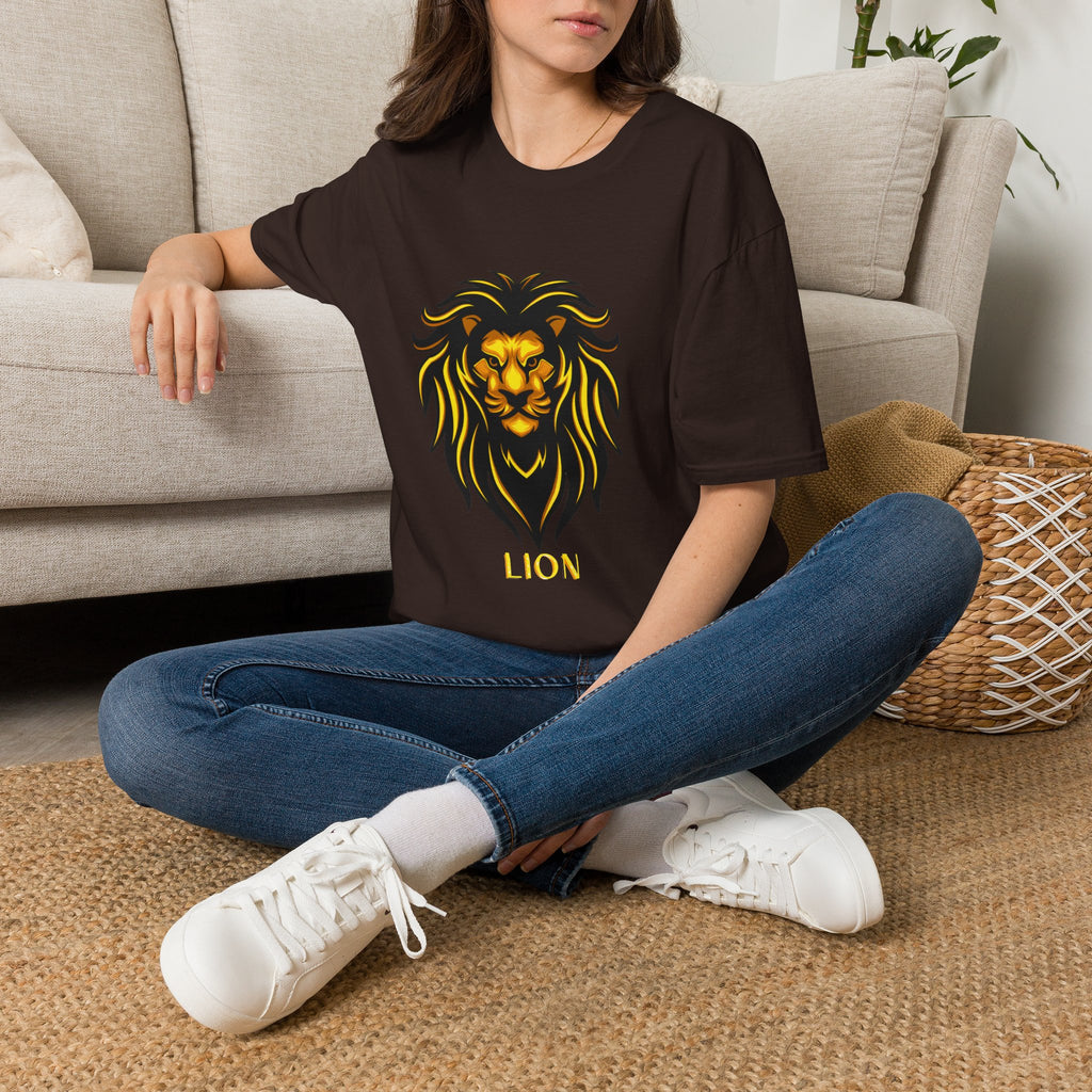 Lion Graphic T-Shirt — Bold Golden Lion Illustration Tee