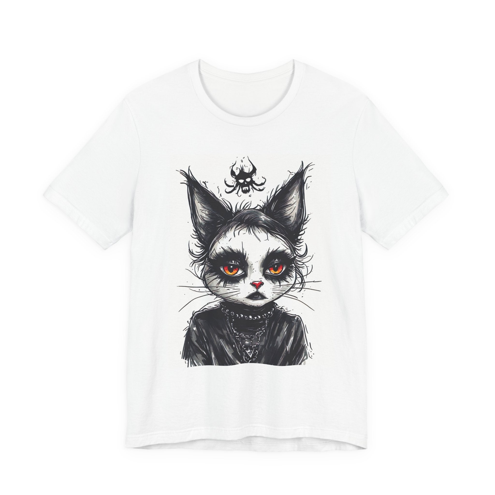 Gothic Cat Portrait Tee — Dark Fantasy Kitty Graphic T-Shirt