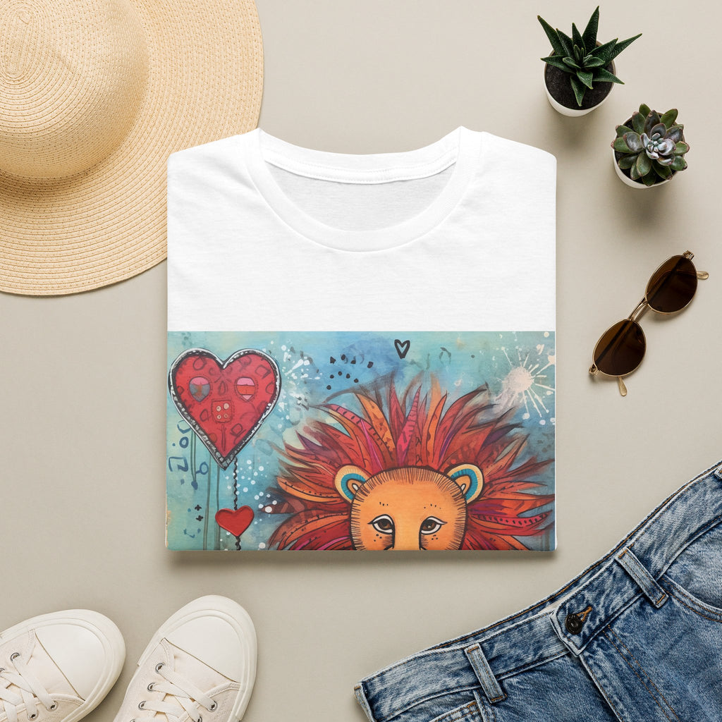 Lion Heart T-Shirt — Colorful Whimsical Lion Illustration Tee