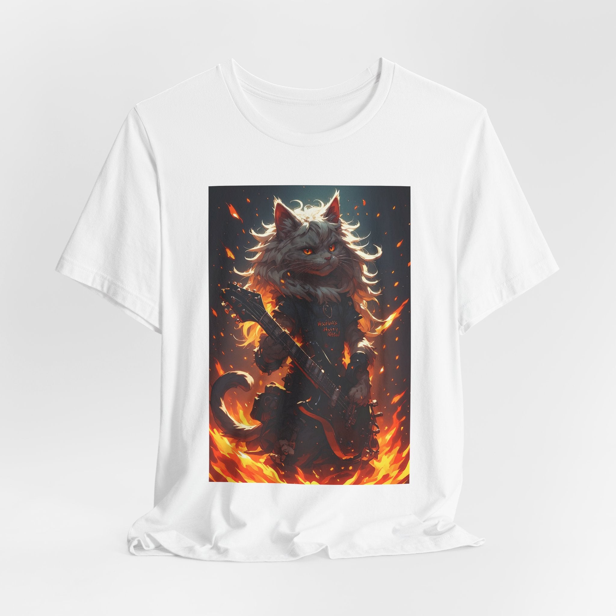 Flaming Warrior Cat T‑Shirt — Fierce Fire Fantasy Graphic Tee