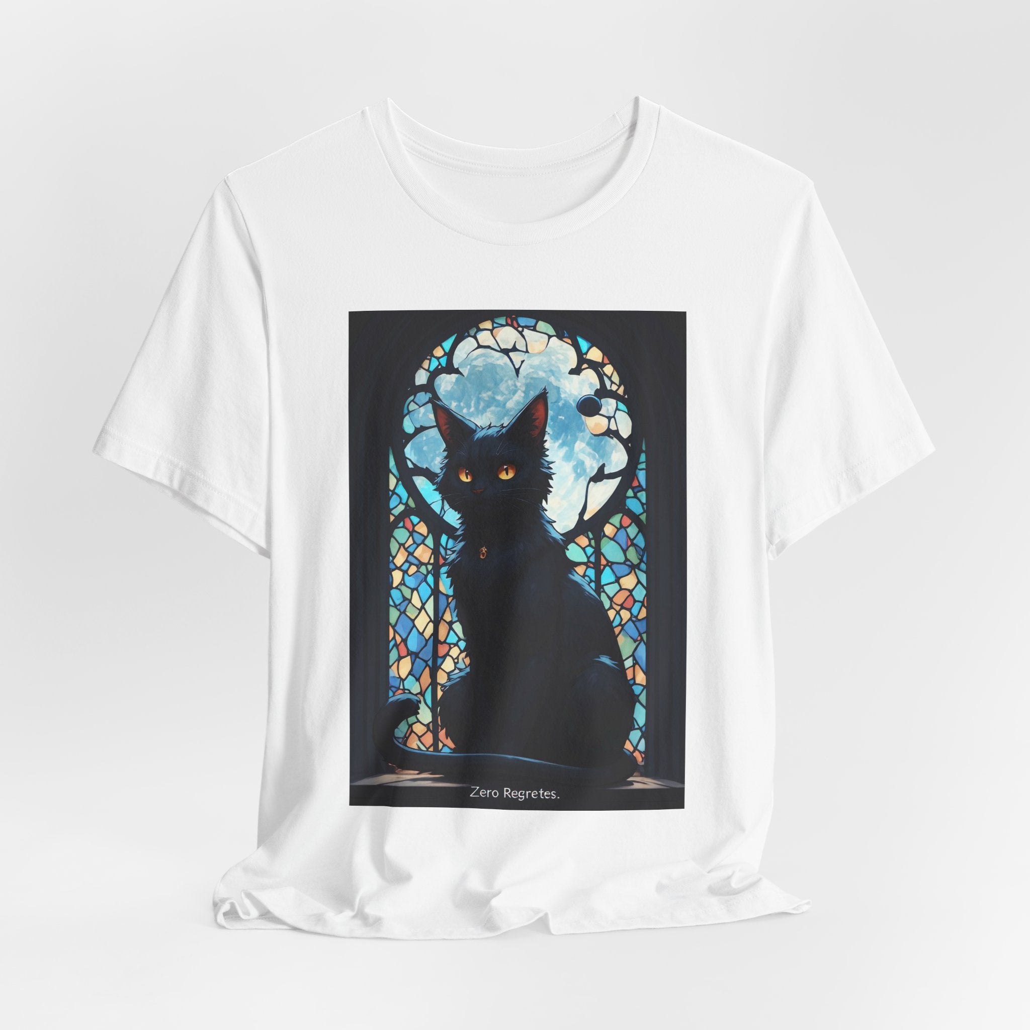 Black Cat Moon T-Shirt – Stained Glass Gothic Cat Tee