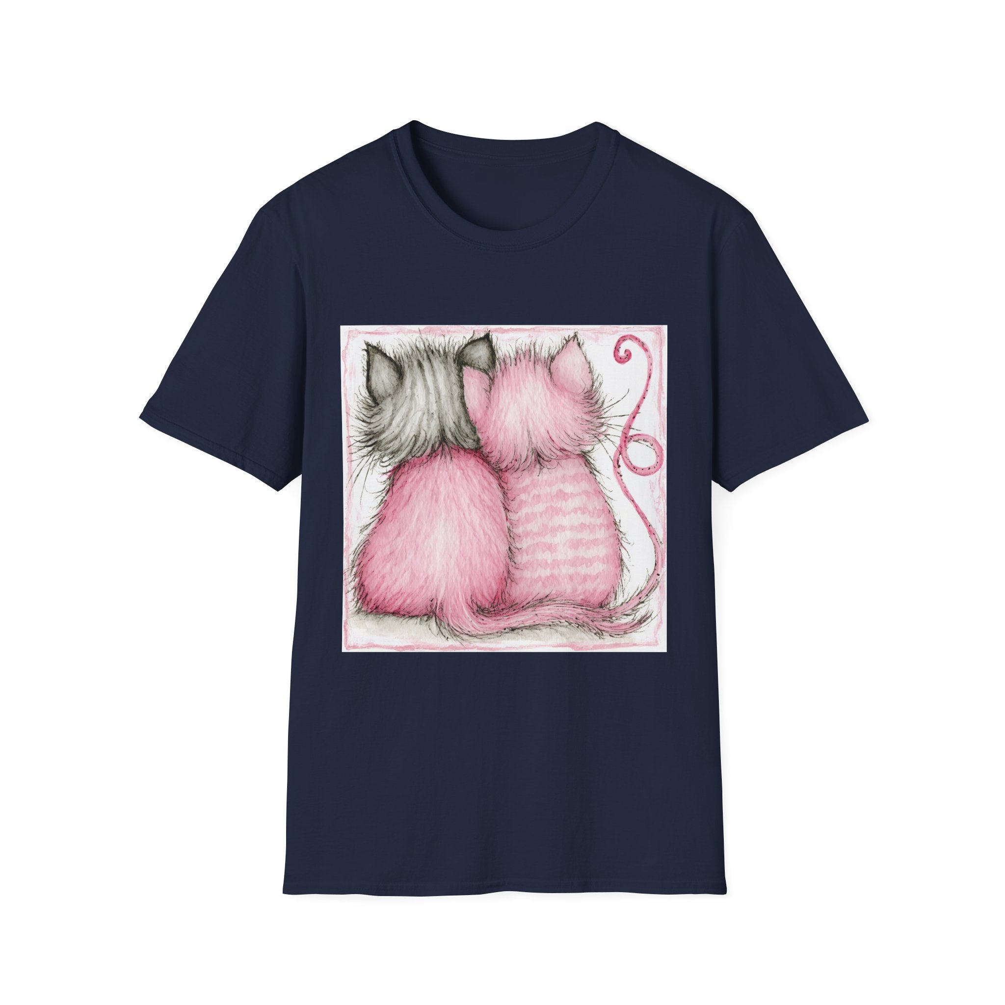 Pink & Gray Kittens Tee - Cute Cat Couple T-Shirt, Cozy Pet Lover Gift