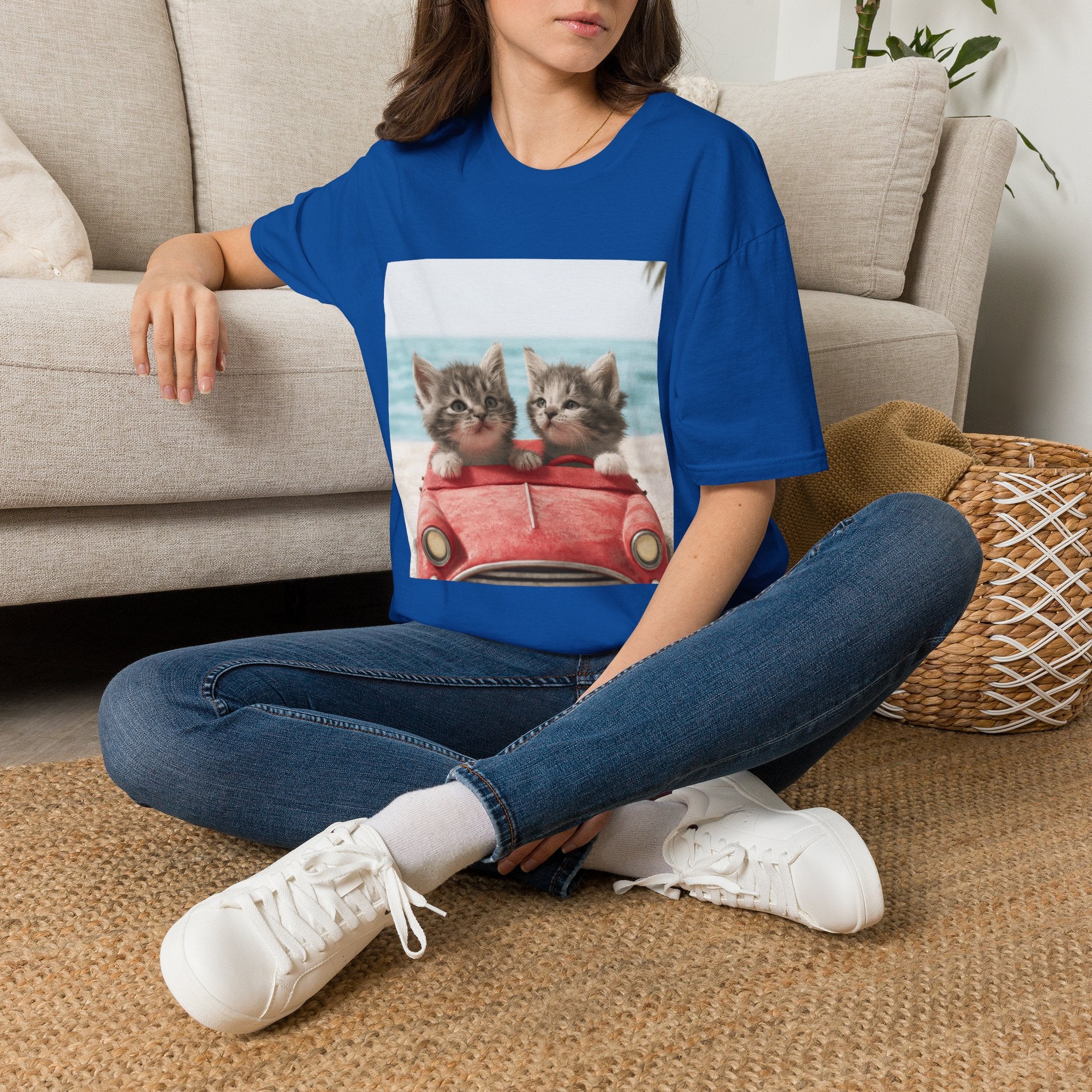 Kitten Road Trip T-Shirt — Cute Kittens Driving Beach Graphic Tee