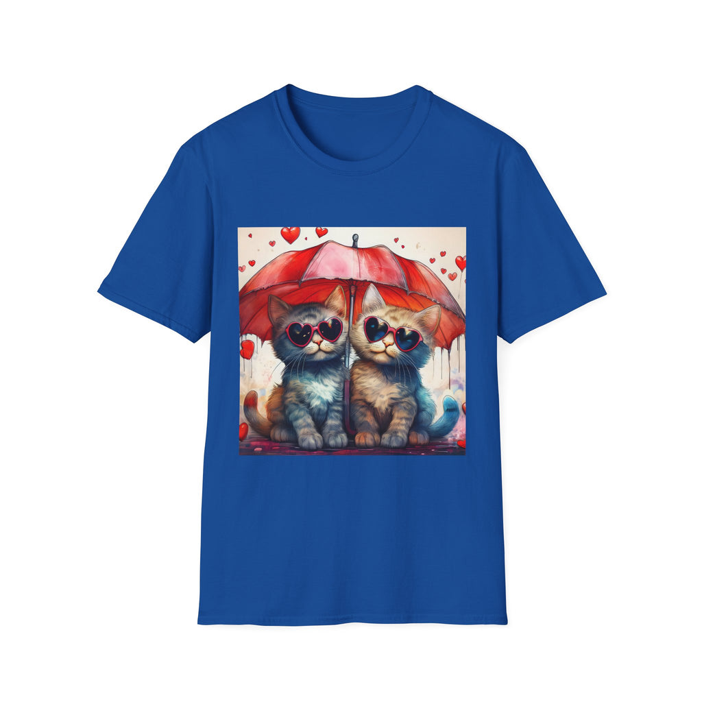 Cat Love T-Shirt — Kittens with Heart Sunglasses Under Red Umbrella