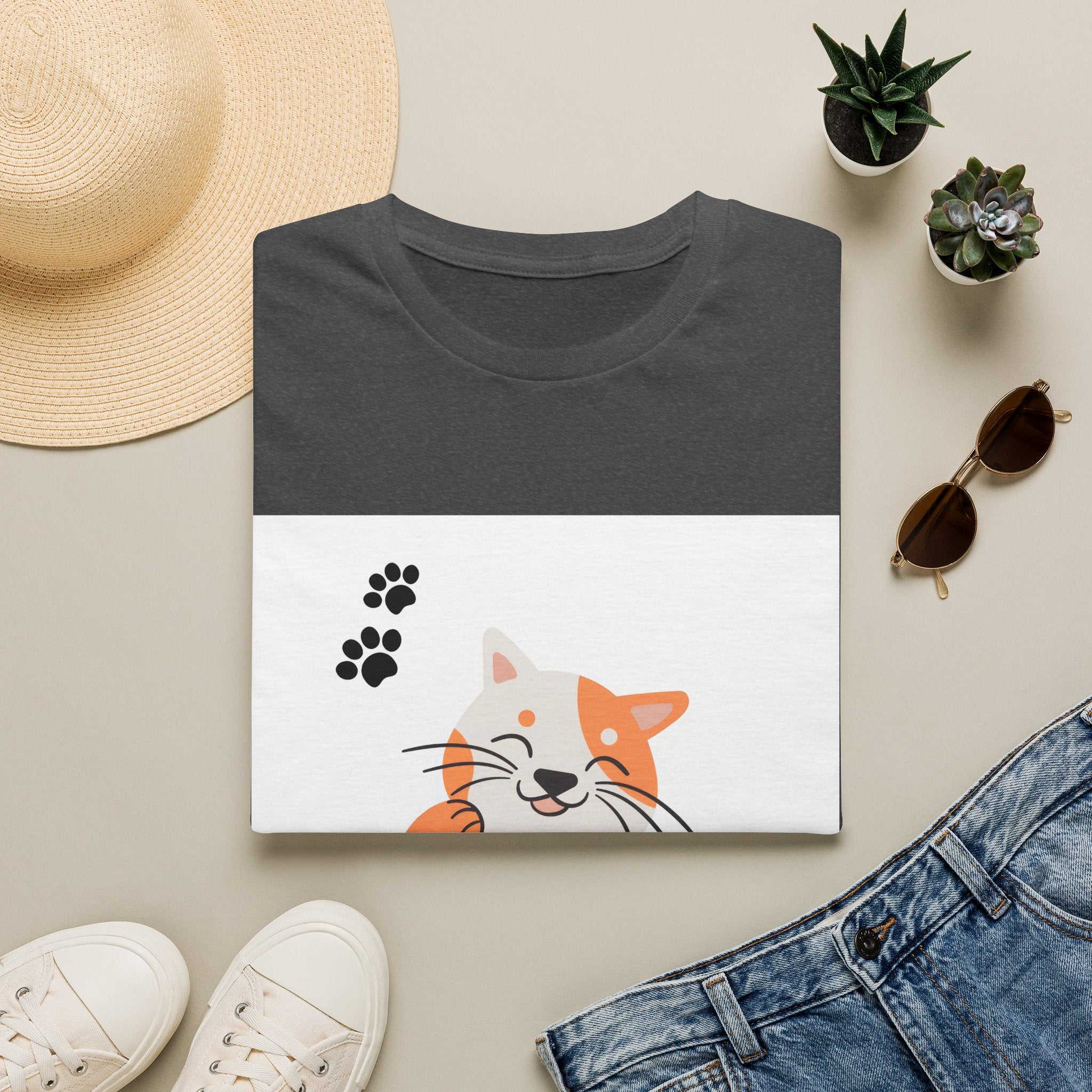 Cute Ginger Cat Paw T-Shirt — Playful Cat Graphic Tee