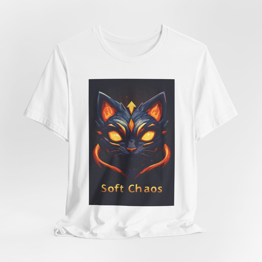 Graphic Tee — 'Soft Chaos' Glowing Cat Illustration