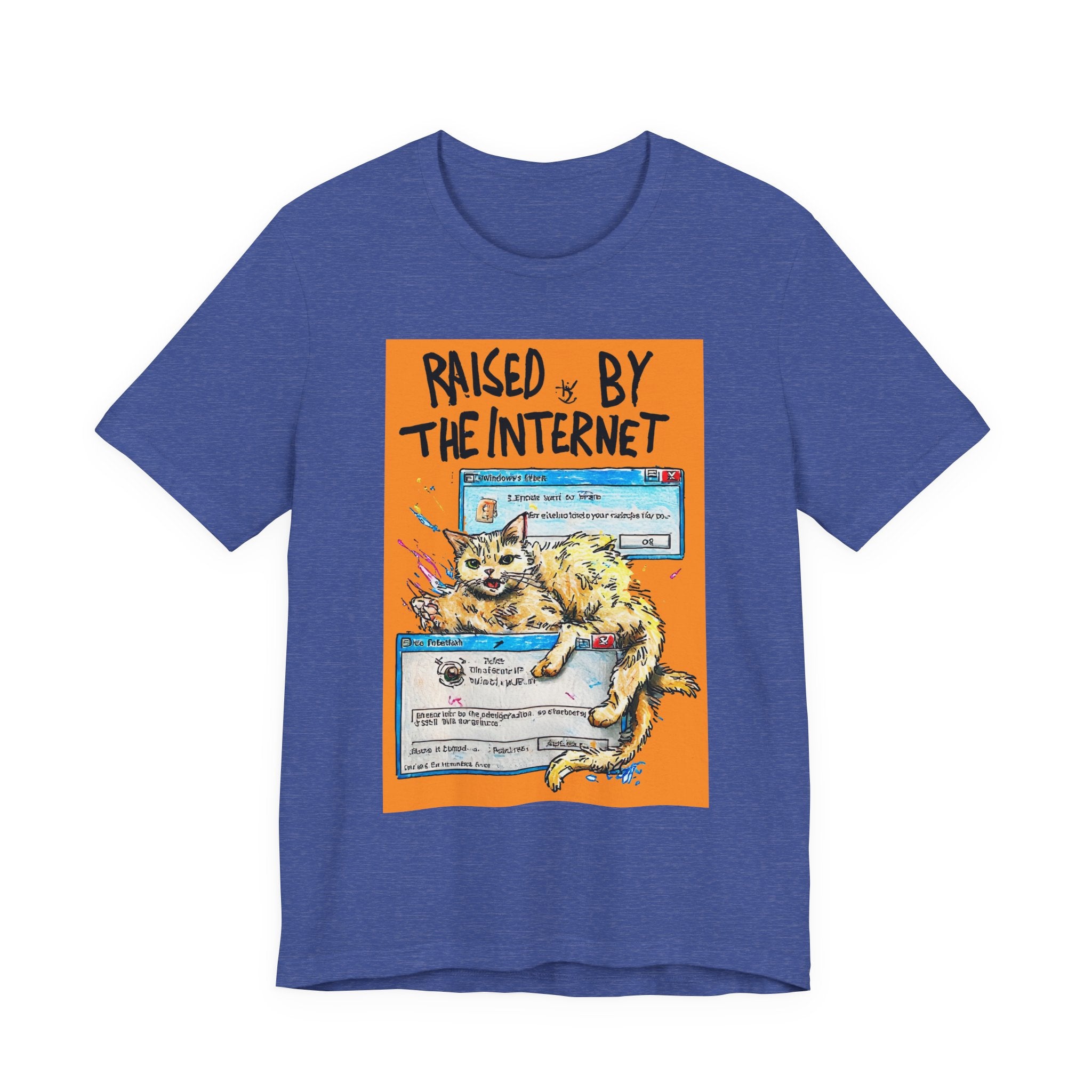 Raised By The Internet Tee — Graphic Cat Vintage Computer T‑Shirt