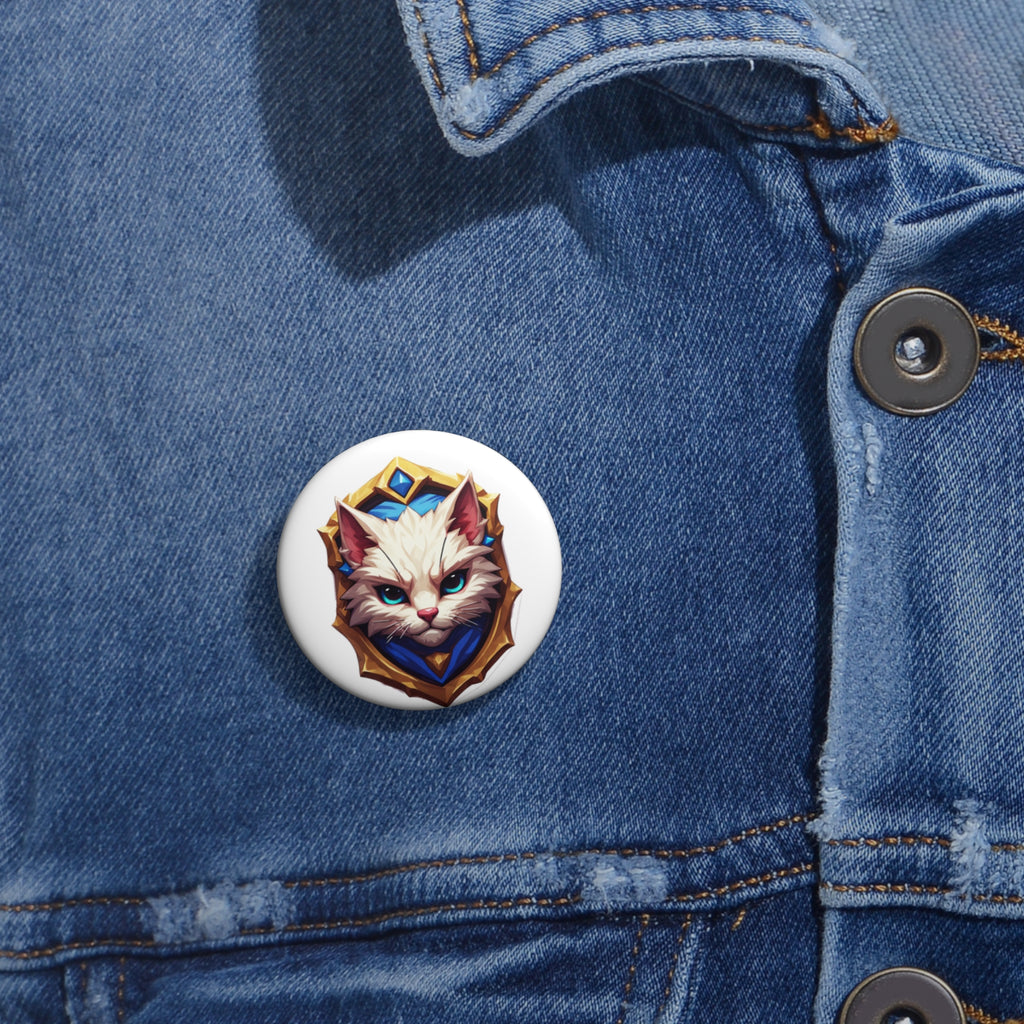 Cat Crest Pin Button — Enamel-Style Cute Cat Badge for Jackets, Backpacks & Gifts