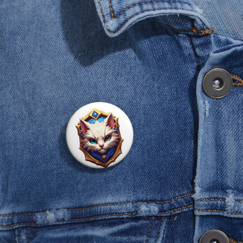 Cat Crest Pin Button — Enamel-Style Cute Cat Badge for Jackets, Backpacks & Gifts
