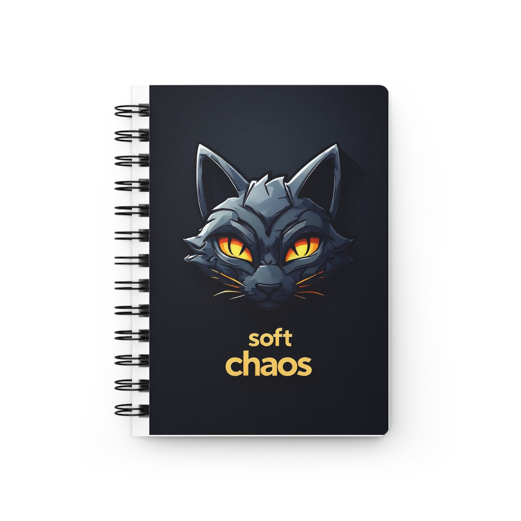 Soft Chaos Cat Journal — Spiral-Bound Notebook with Moody Black Cat Design