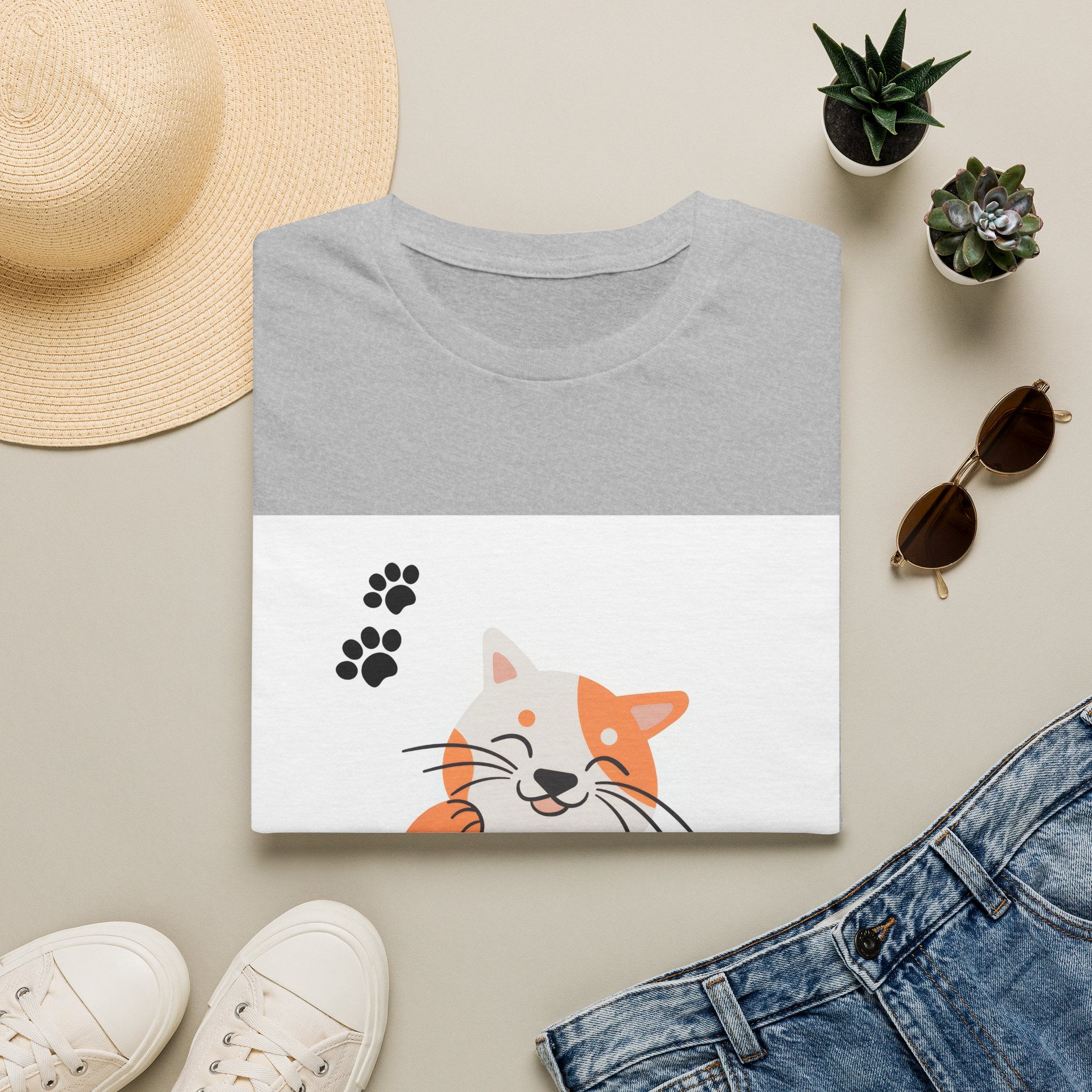 Cute Ginger Cat Paw T-Shirt — Playful Cat Graphic Tee
