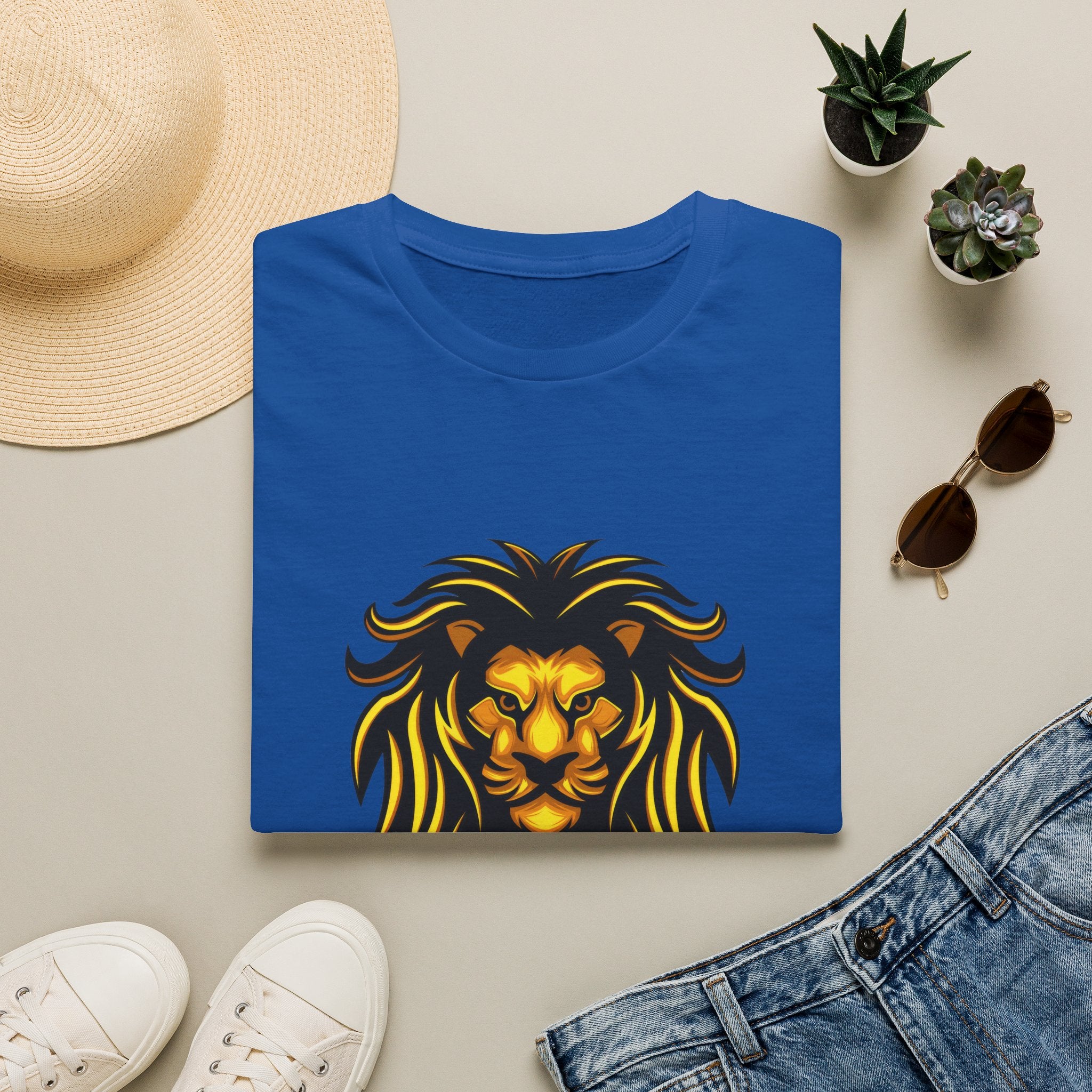 Lion Graphic T-Shirt — Bold Golden Lion Illustration Tee