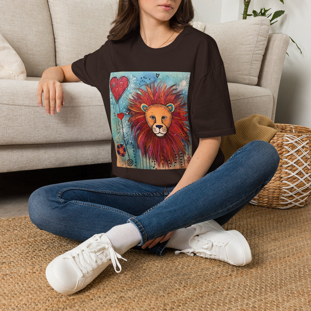 Lion Heart T-Shirt — Colorful Whimsical Lion Illustration Tee