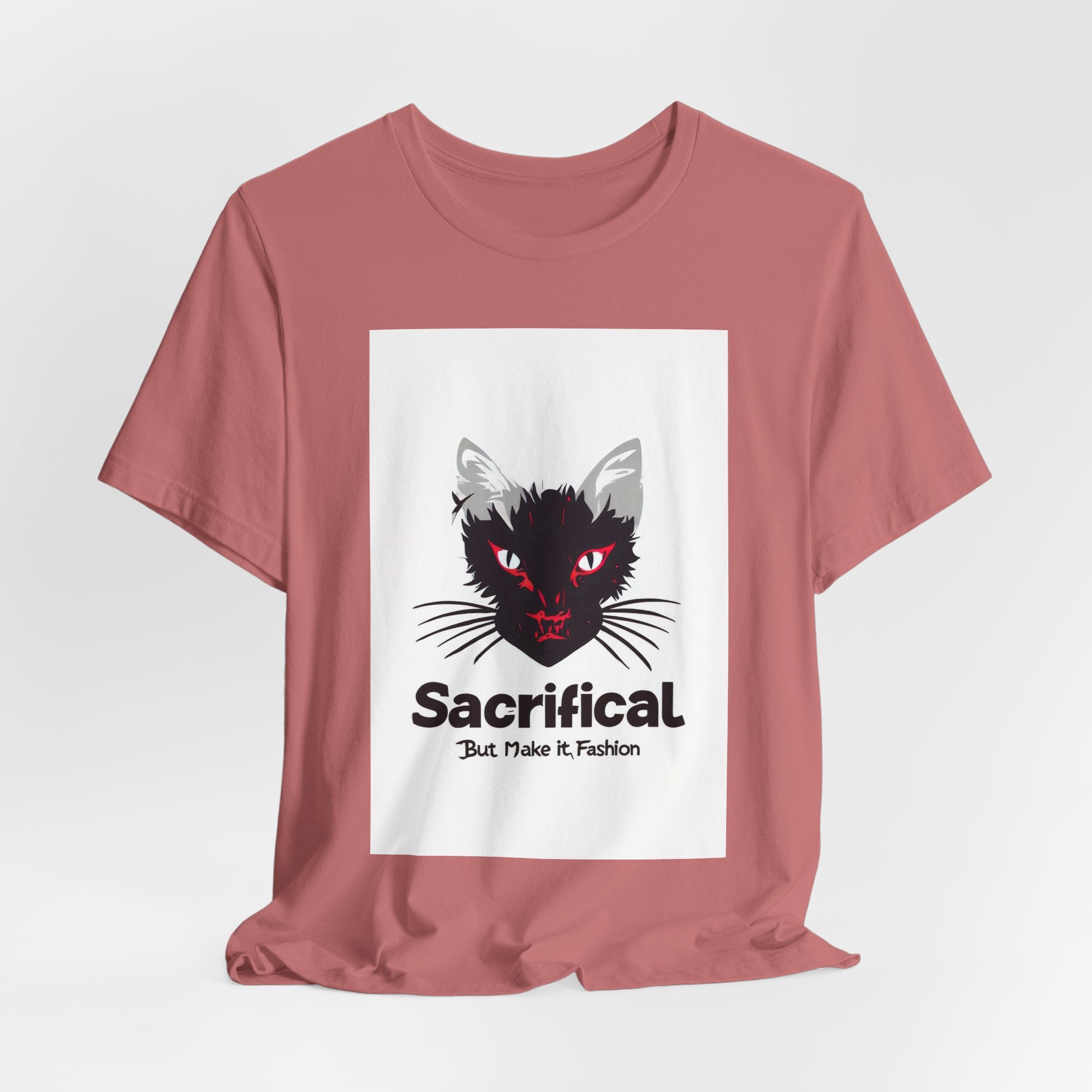 Sacrificial Cat T-Shirt — Red-Eyed Black Cat "Sacrificial" Graphic Tee