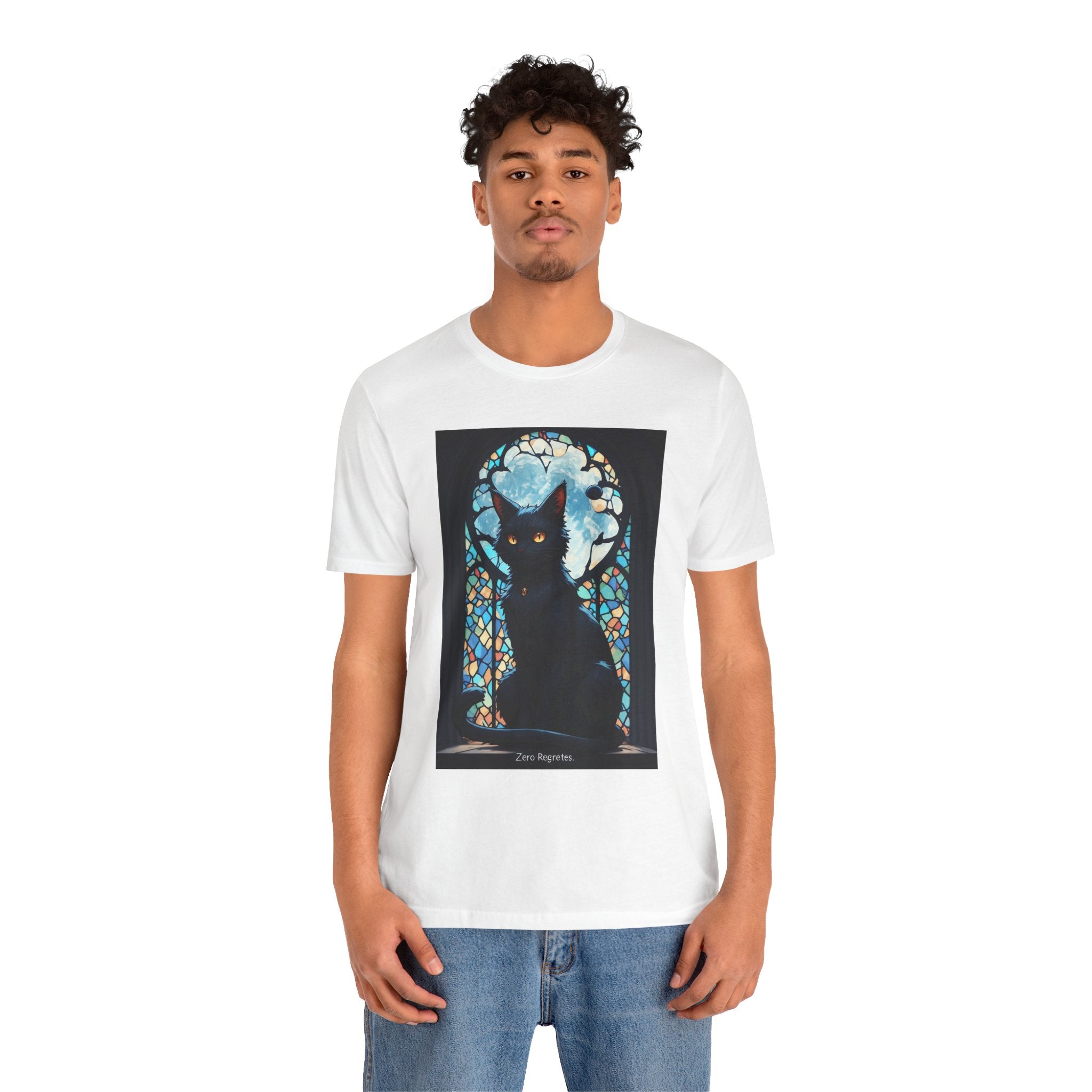 Black Cat Moon T-Shirt – Stained Glass Gothic Cat Tee