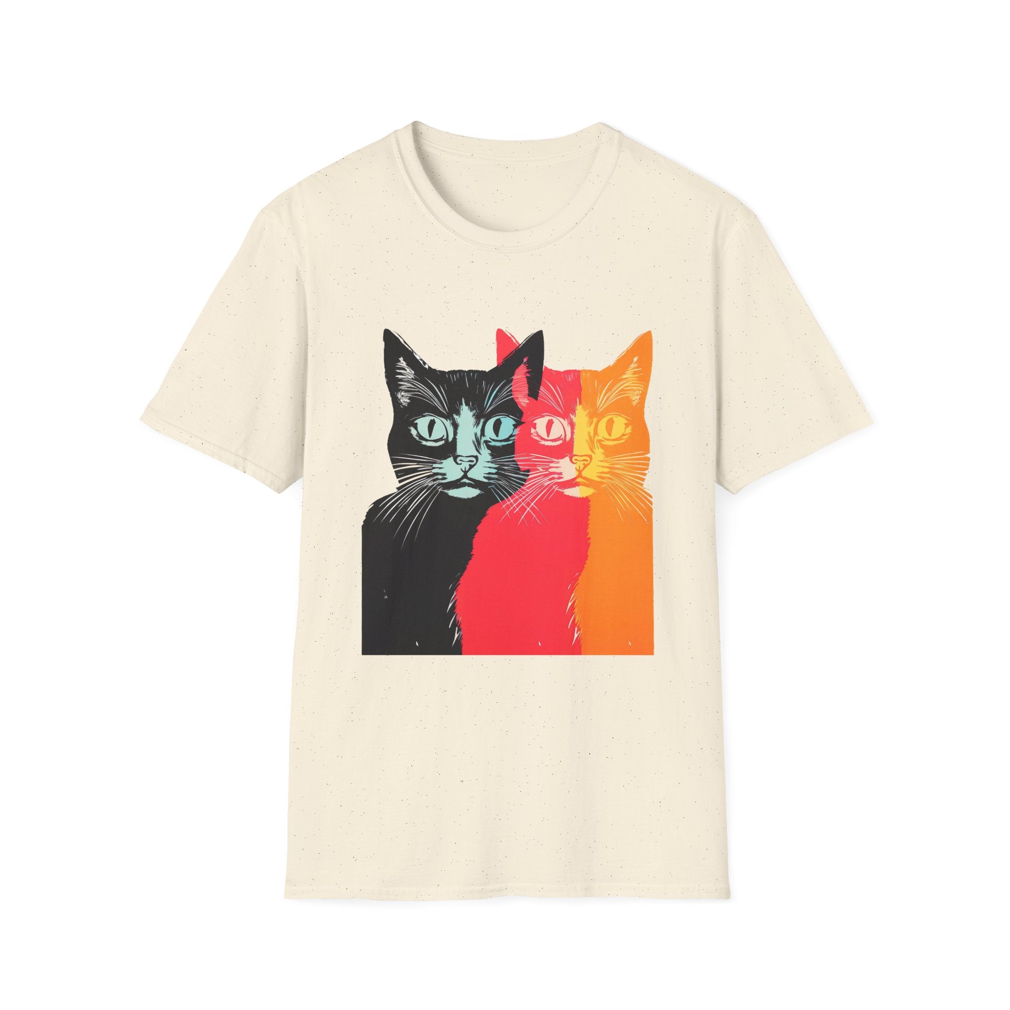 Cat Trio Pop Art T-Shirt — Colorful Retro Feline Graphic Tee