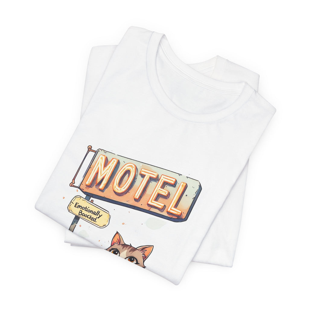 Motel Cat Tee — Vintage Roadside Cat Drinking Cocktail Graphic T-Shirt