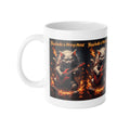 Ceramic Mug — 'Hairballs & Heavy Metal' Flaming Guitar Cat Coffee Mug