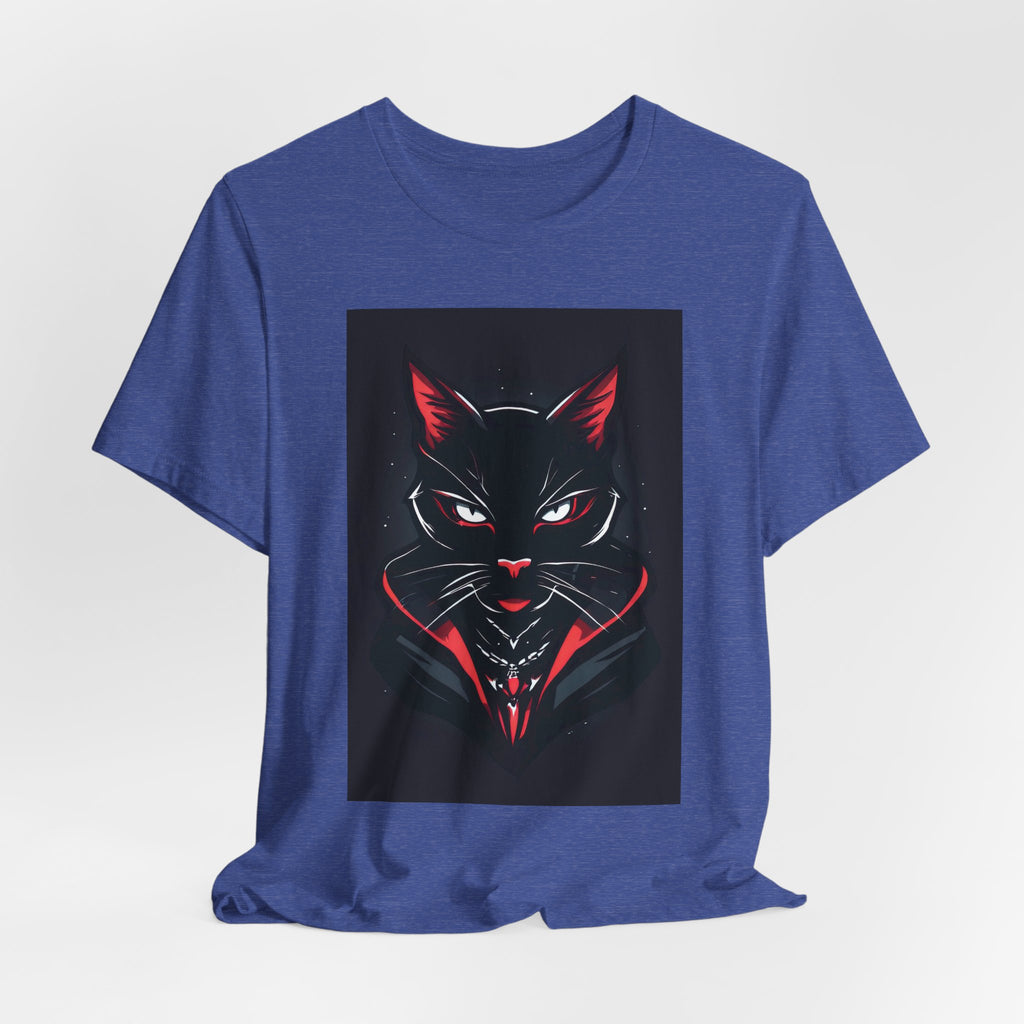 Black Cat Vampire Graphic Tee — Gothic Halloween Horror T-Shirt