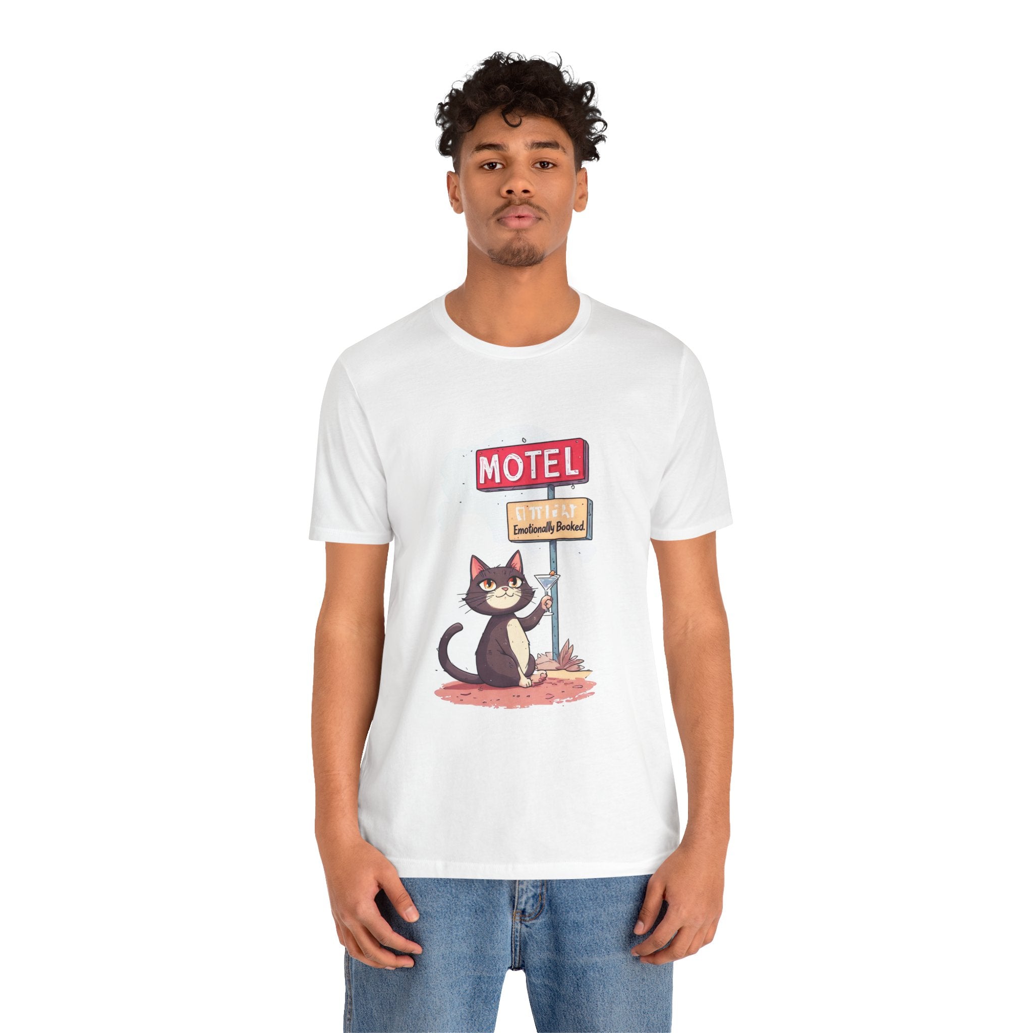 Cat Motel Graphic Tee — "Endlessly Booked" Cute Travel Cat T‑Shirt