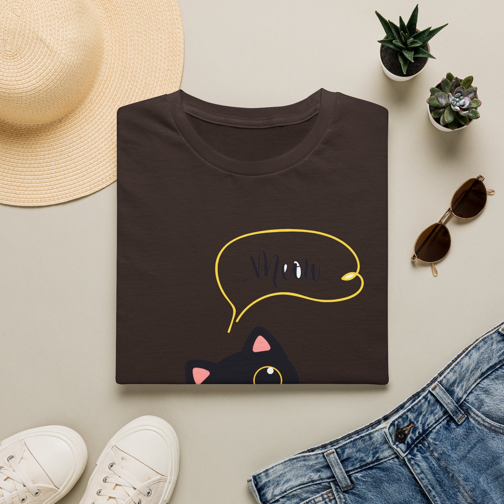 Meow Black Cat Tee — Cute Cat Graphic T-Shirt