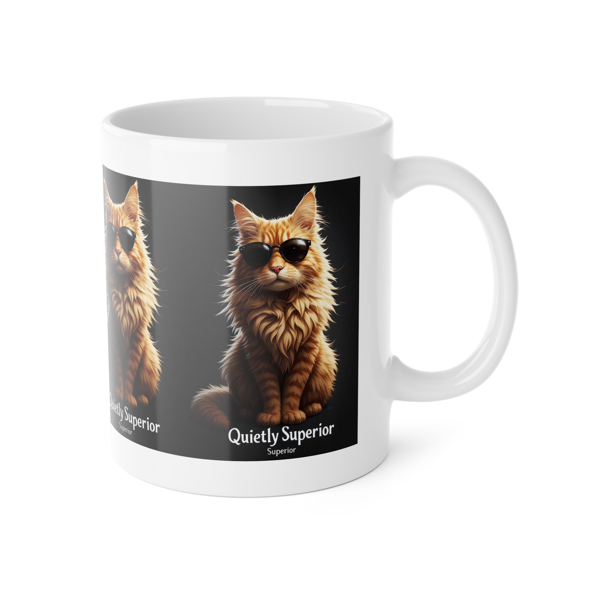 Cat Mug — 'Quietly Superior' Sunglasses Cat Ceramic Coffee Cup, Funny Gift for Cat Lovers