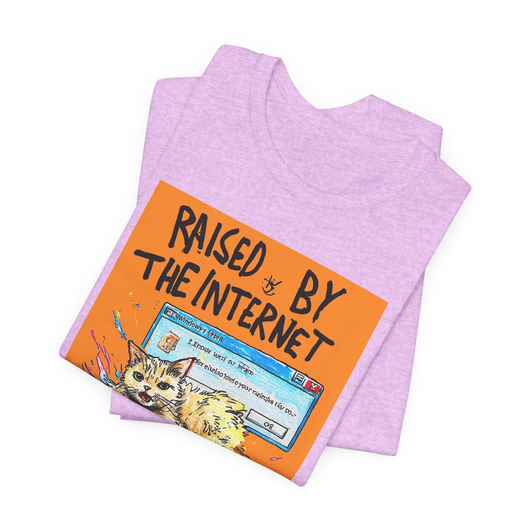 Raised By The Internet Tee — Graphic Cat Vintage Computer T‑Shirt