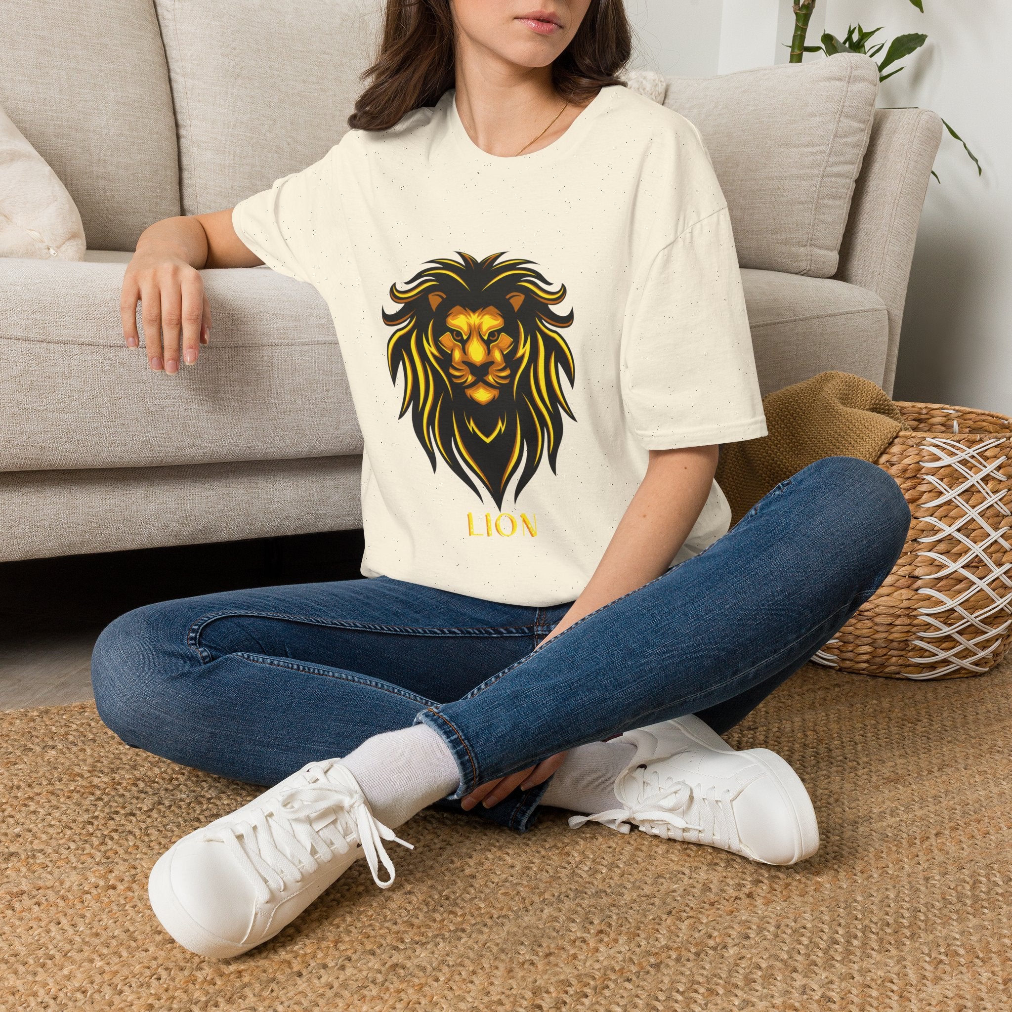 Lion Graphic T-Shirt — Bold Golden Lion Illustration Tee