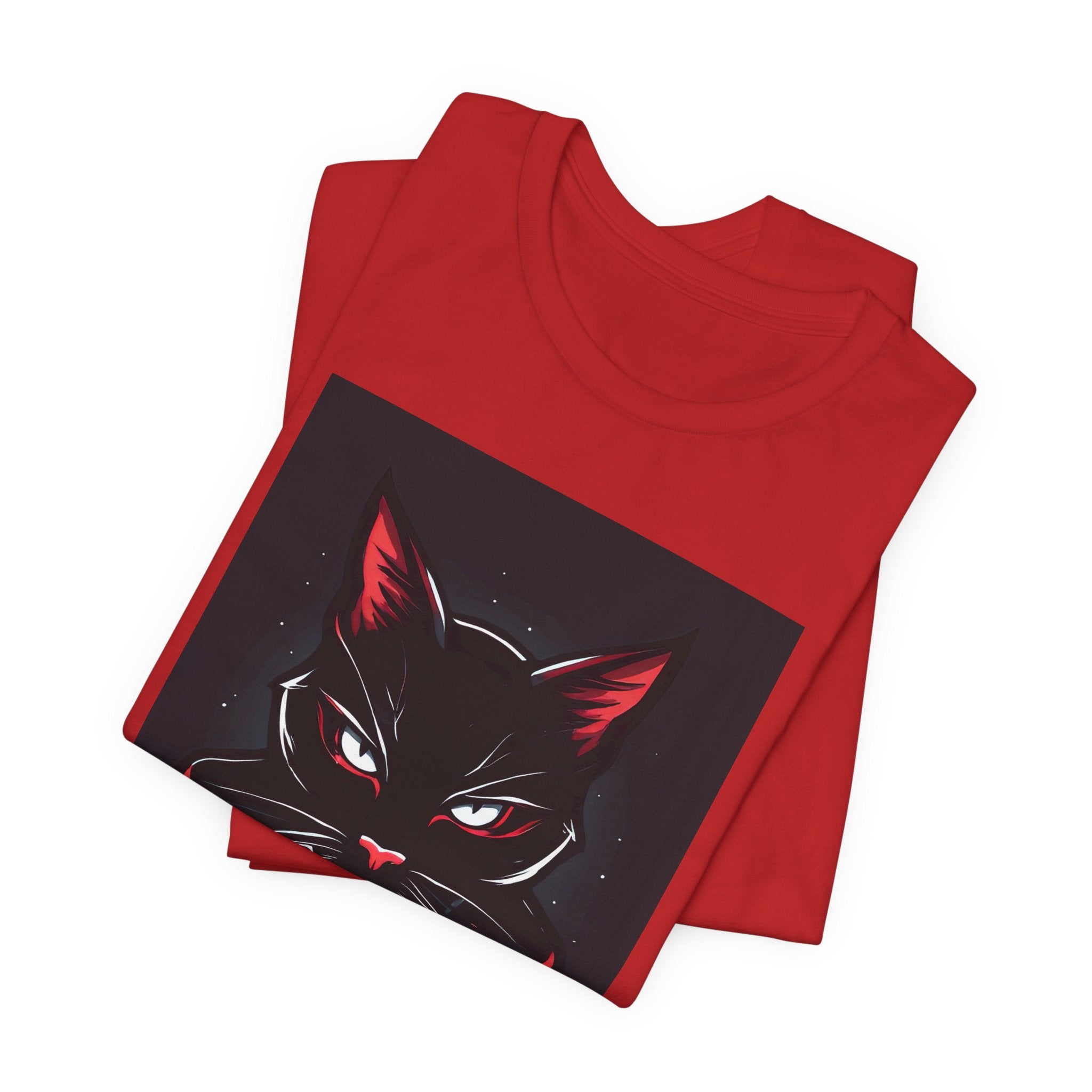 Black Cat Vampire Graphic Tee — Gothic Halloween Horror T-Shirt