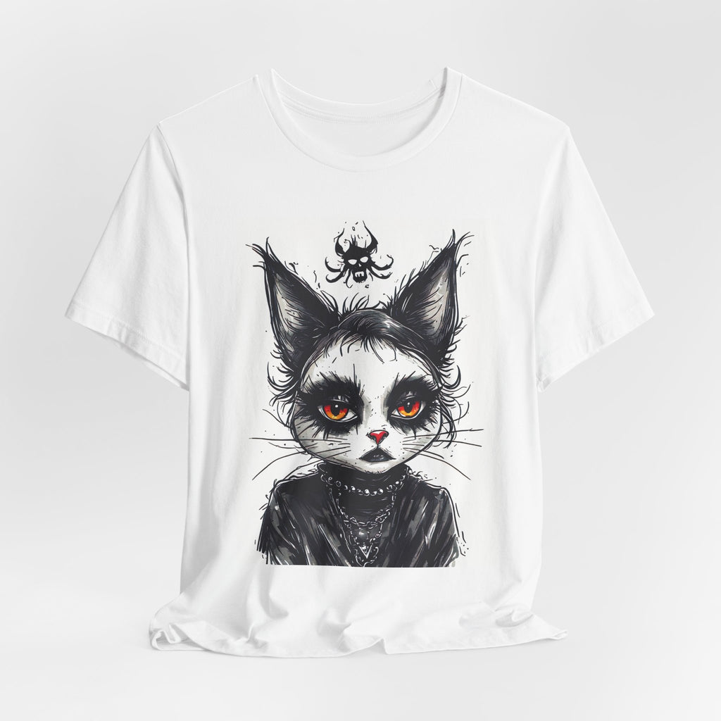 Gothic Cat Portrait Tee — Dark Fantasy Kitty Graphic T-Shirt