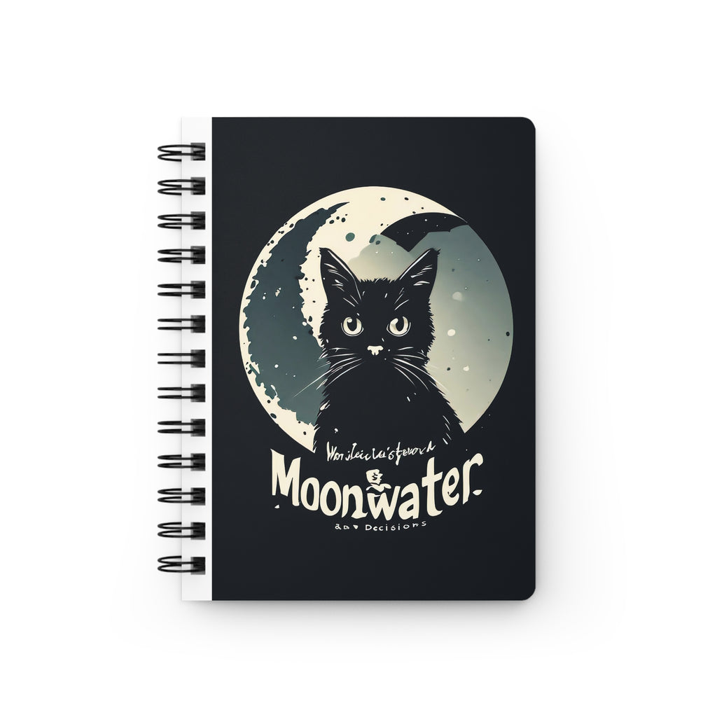 Moonwater Cat Spiral Journal — Moonlit Black Cat Notebook