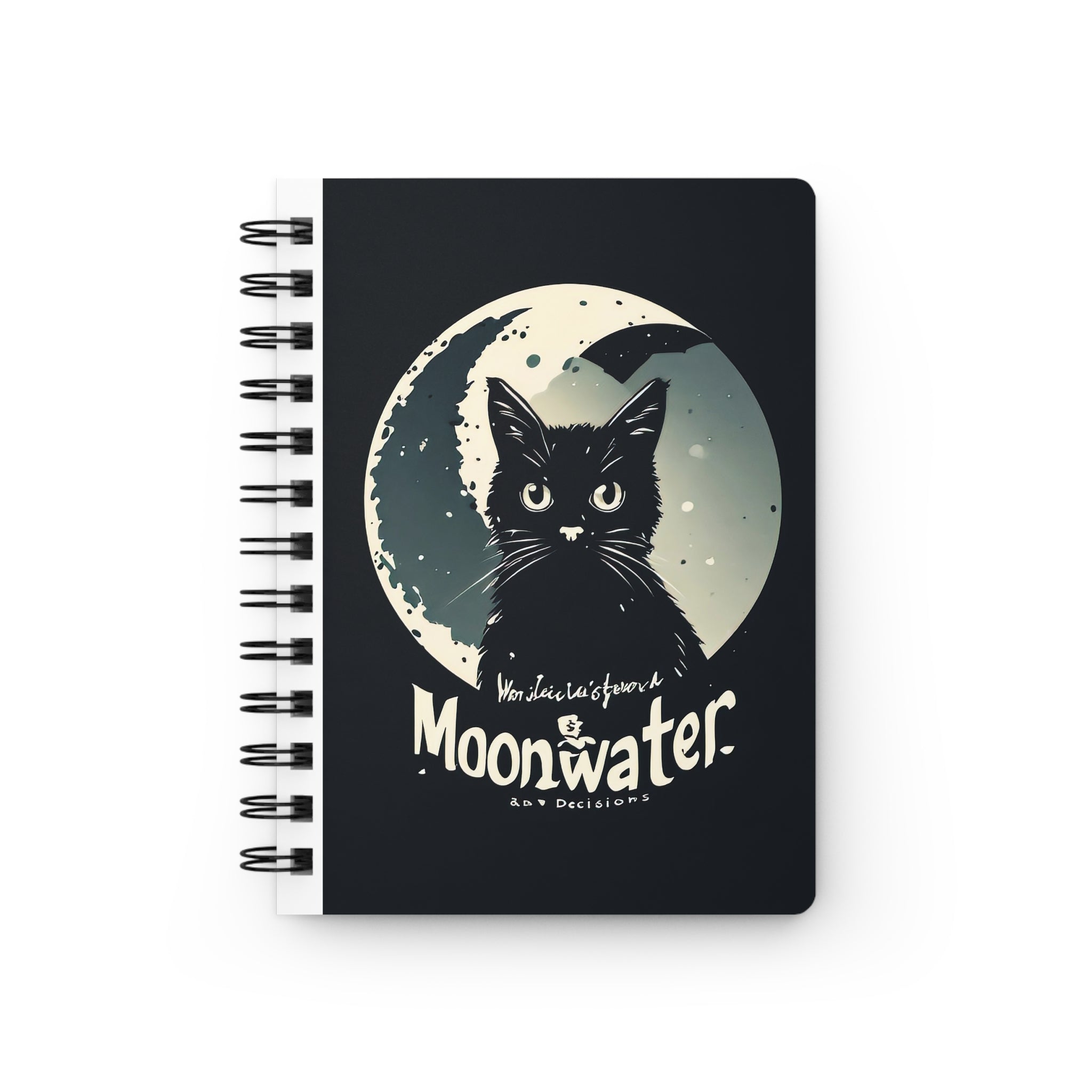 Moonwater Cat Spiral Journal — Moonlit Black Cat Notebook