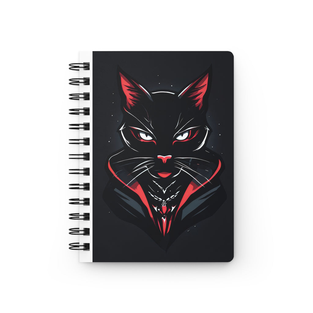Black Cat Vampire Spiral Notebook — Gothic Journal for Dark Aesthetic