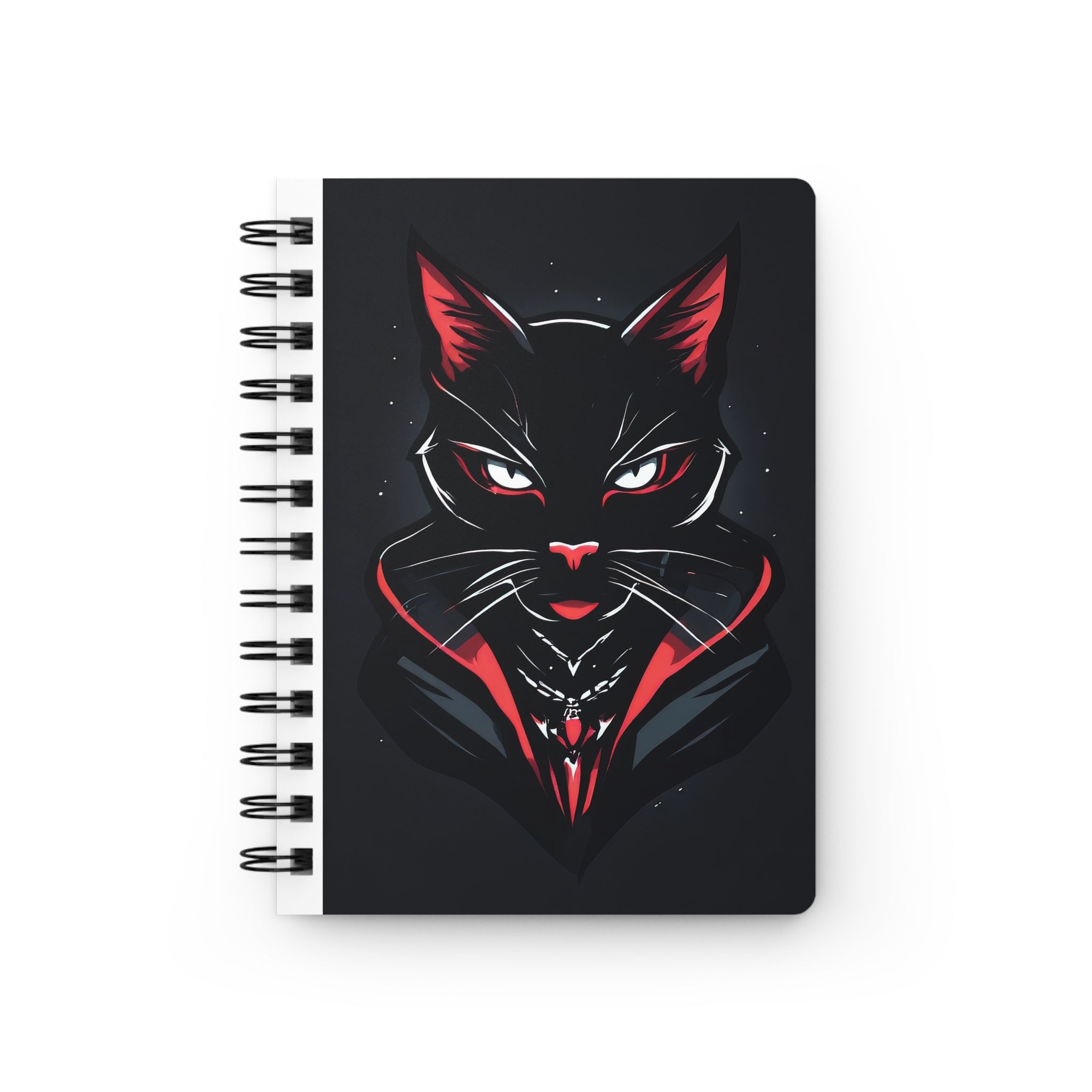 Black Cat Vampire Spiral Notebook — Gothic Journal for Dark Aesthetic