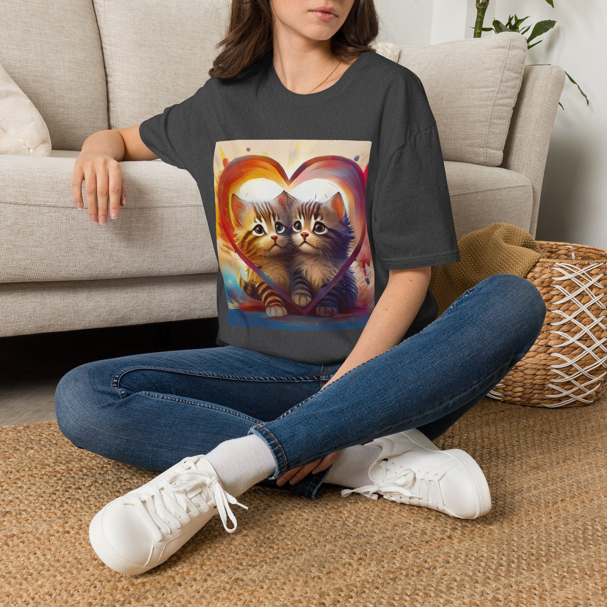 Cute Kittens Heart T-Shirt — Adorable Cat Love Graphic Tee
