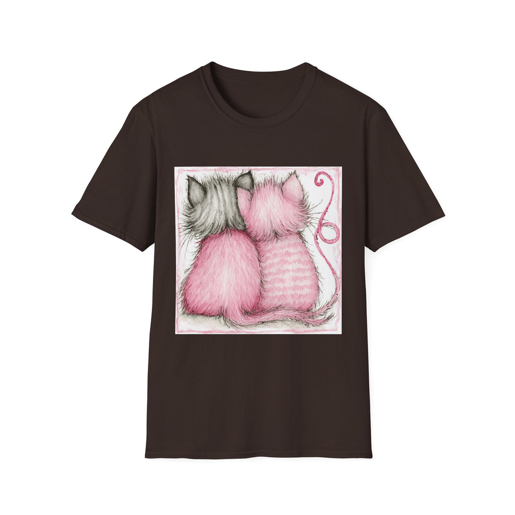 Pink & Gray Kittens Tee - Cute Cat Couple T-Shirt, Cozy Pet Lover Gift