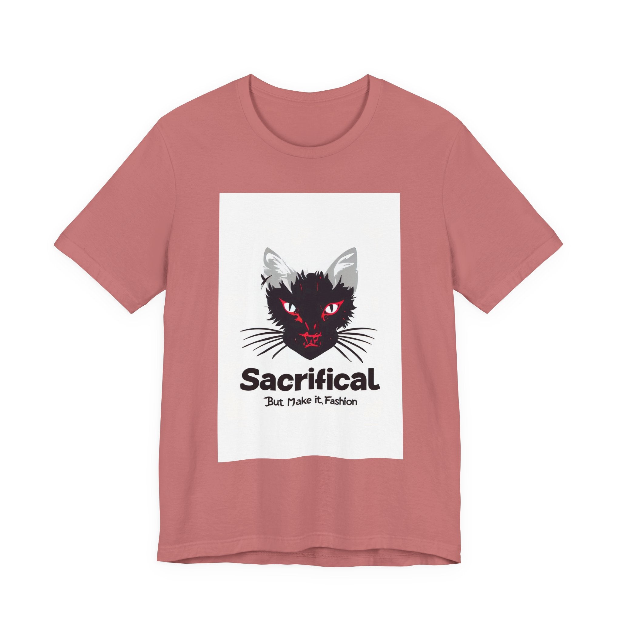 Sacrificial Cat T-Shirt — Red-Eyed Black Cat "Sacrificial" Graphic Tee