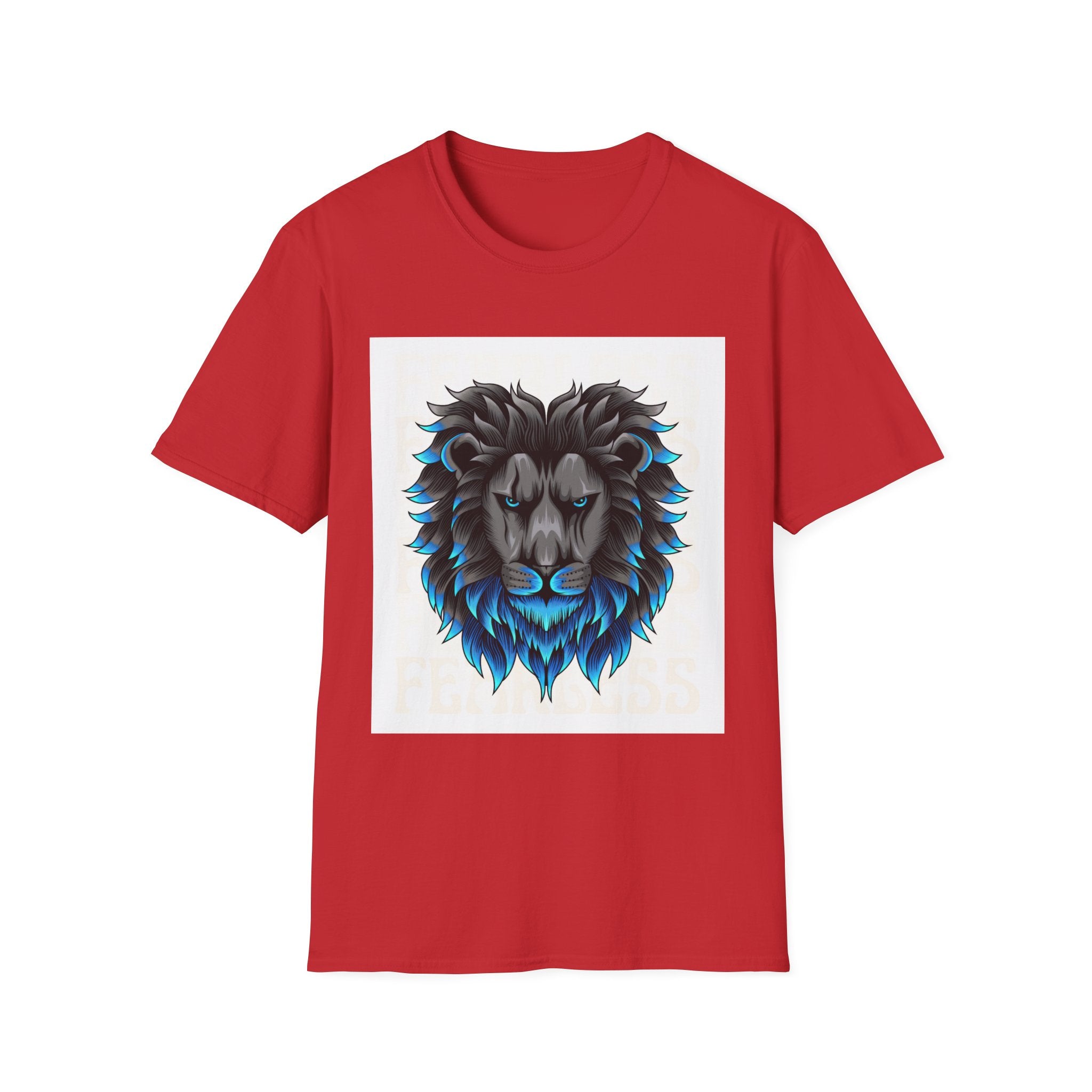 Lion Head T-Shirt — Bold Black & Blue Graphic Tee